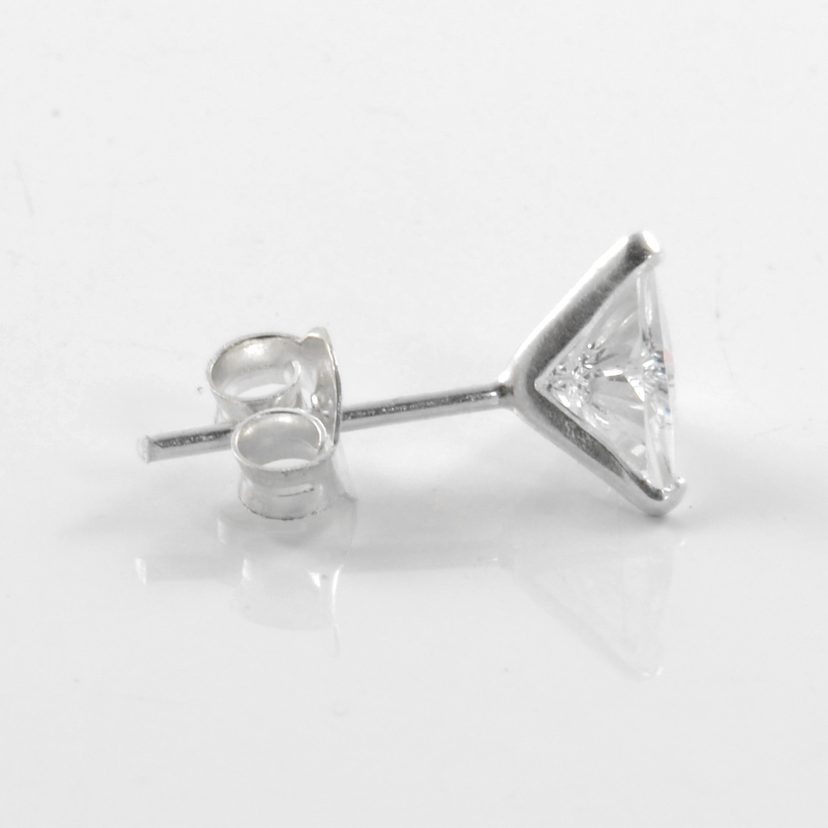 6 mm Triangular Zirconia & 925 Sterling Silver Stud Earring - 2