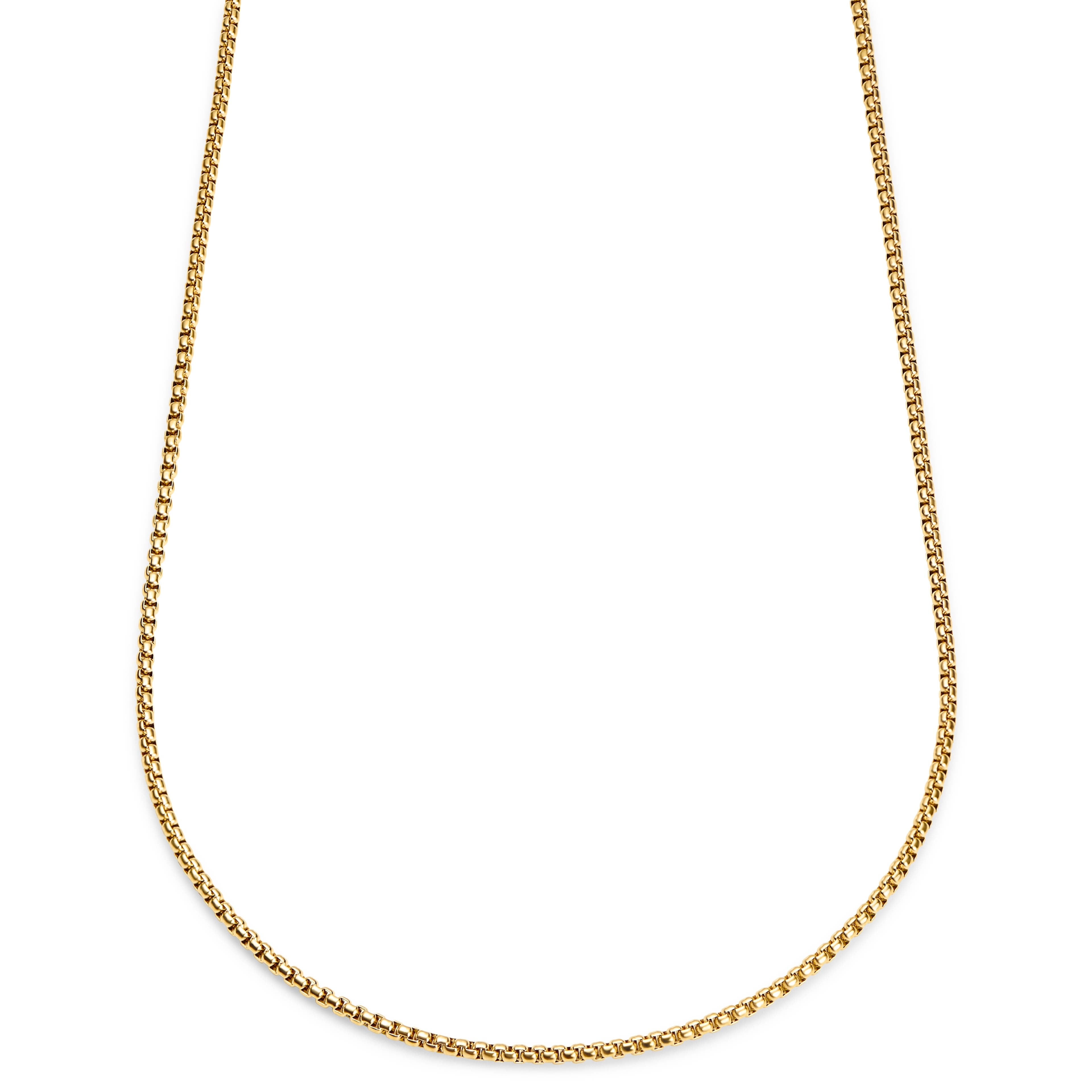 Essentials | 3 mm Gold-Tone Curved Box Chain Necklace