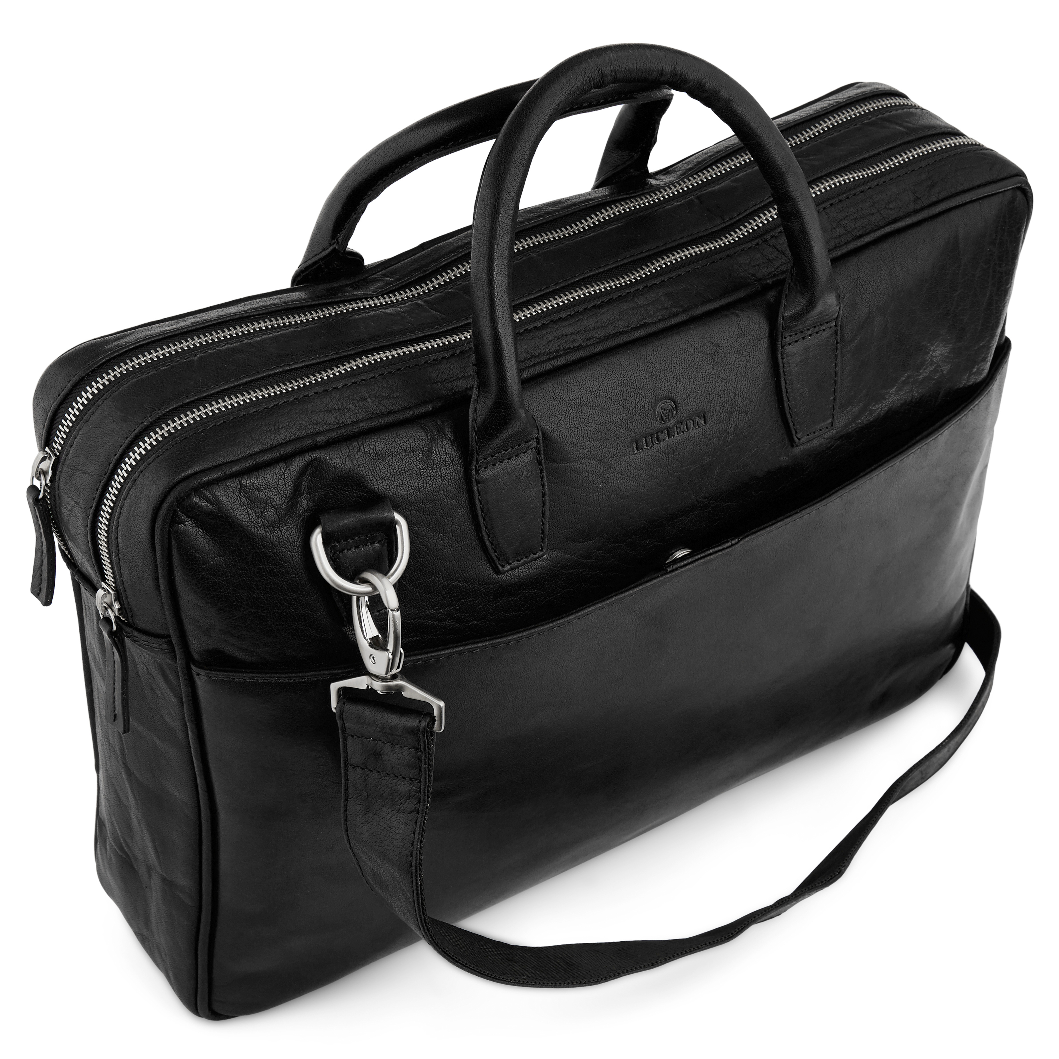 Montreal Double Zip Executive Svart Läderväska - 10