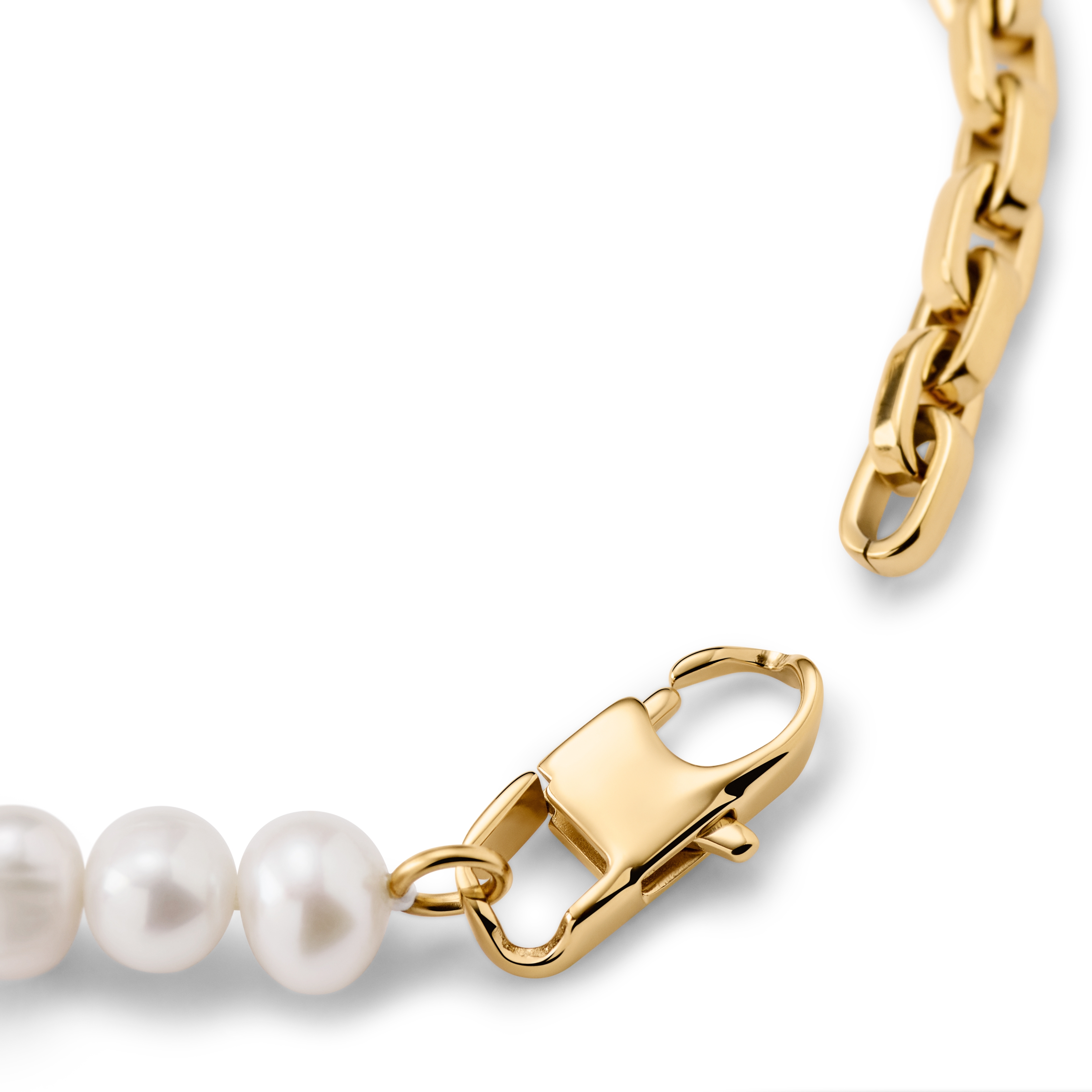 Ocata | Gold-Tone Anchor Chain & Pearl Bracelet - 3