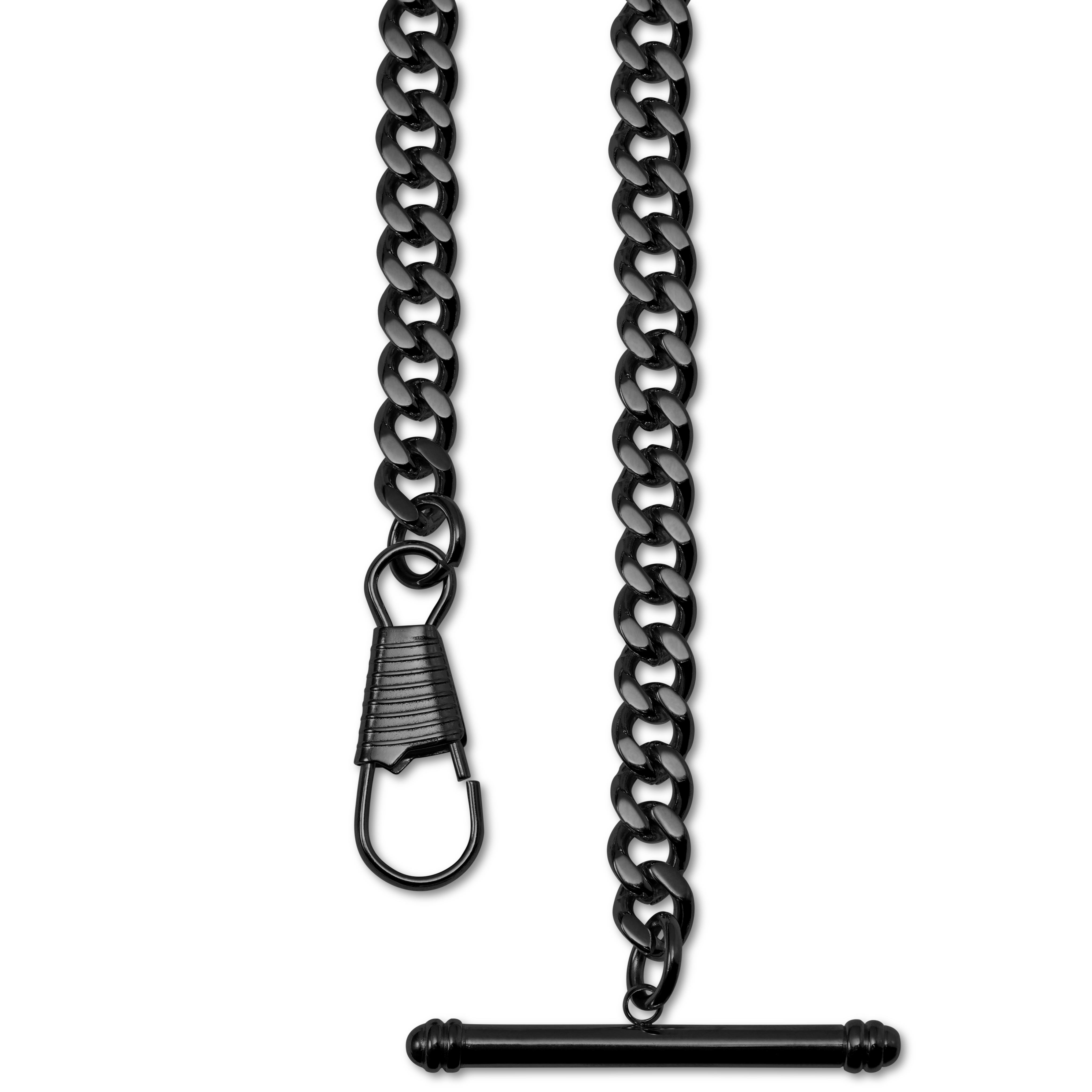 Black Steel T-Bar Pocket Watch Chain - 5