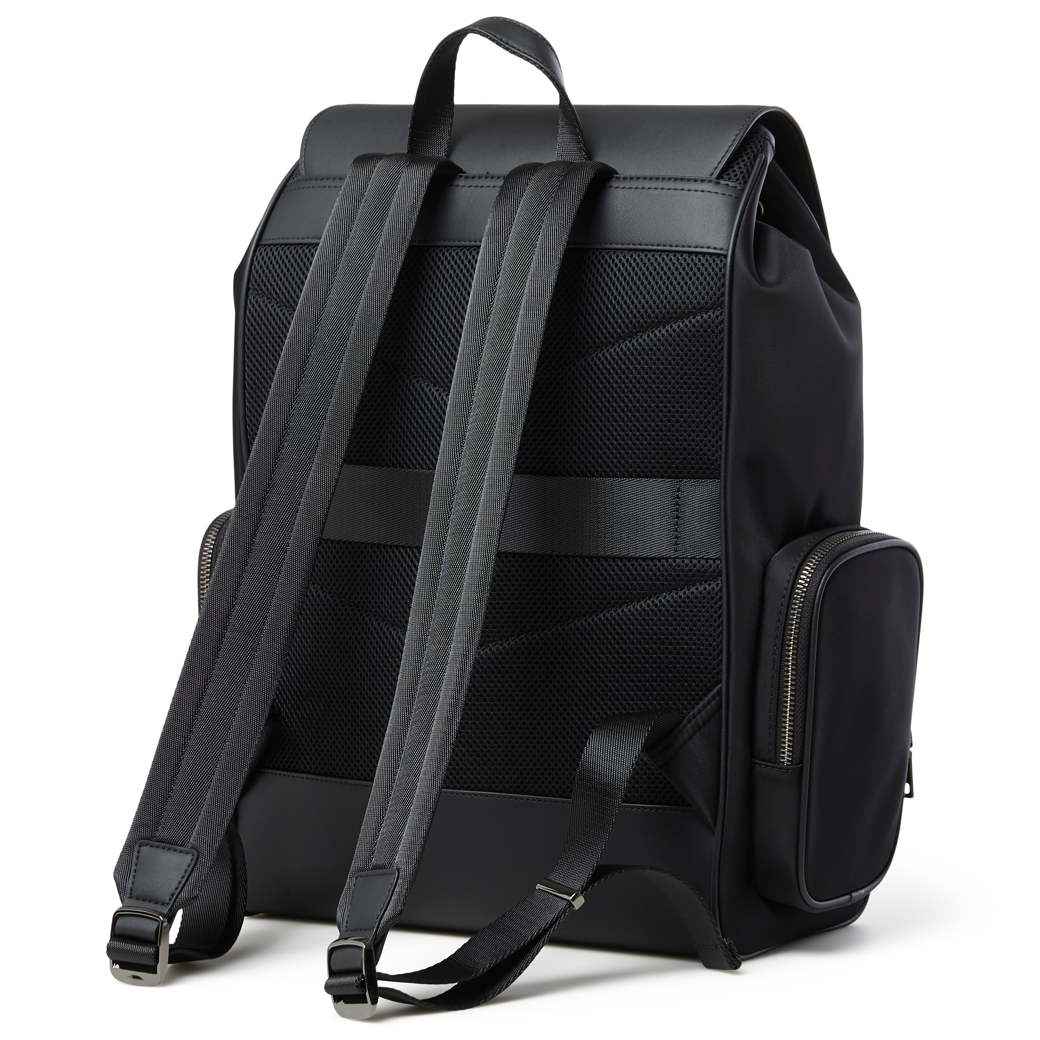 Fibron | Black Microfiber Backpack - Single Buckle - 2
