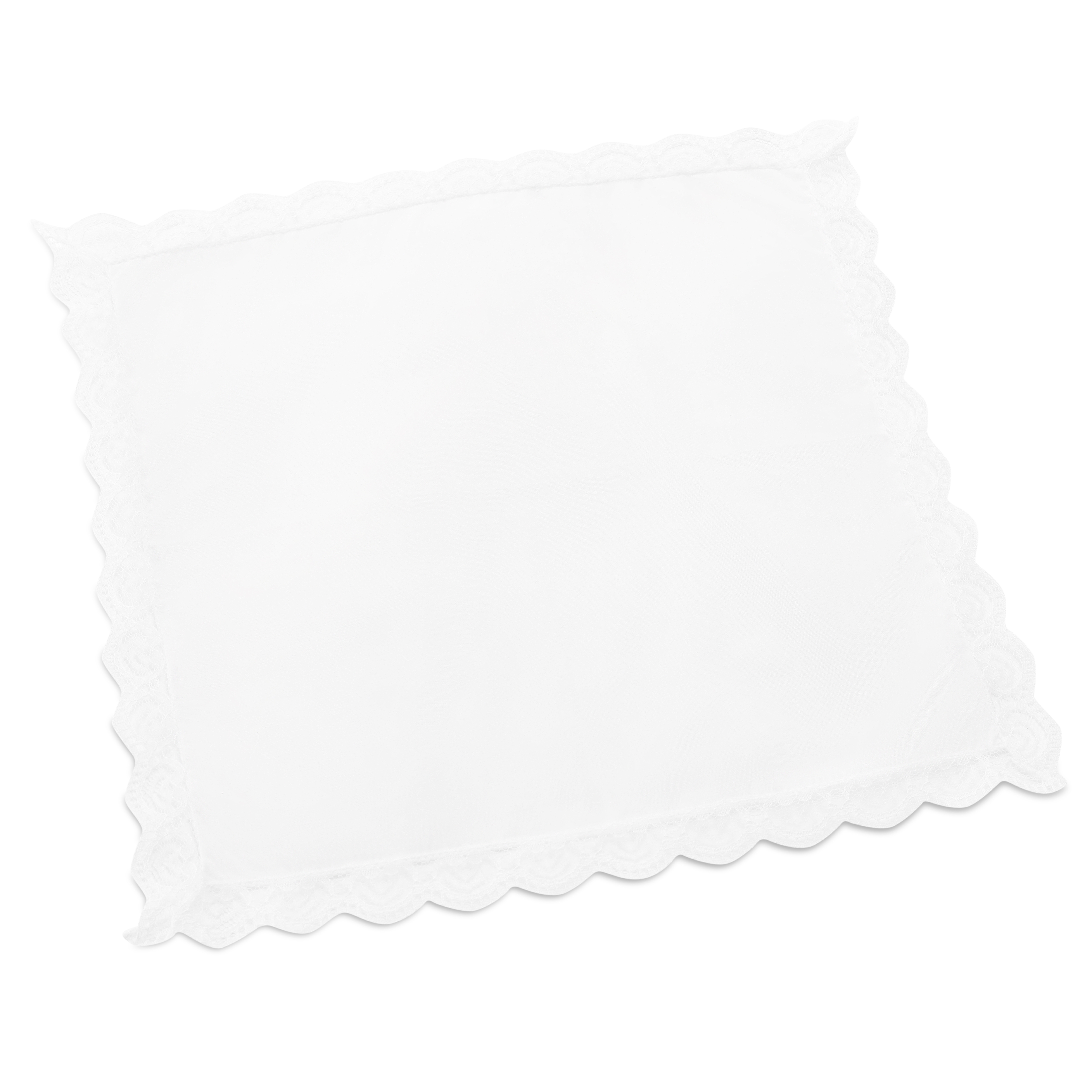 Pochette de costume en coton blanc avec bordure en dentelle - 5