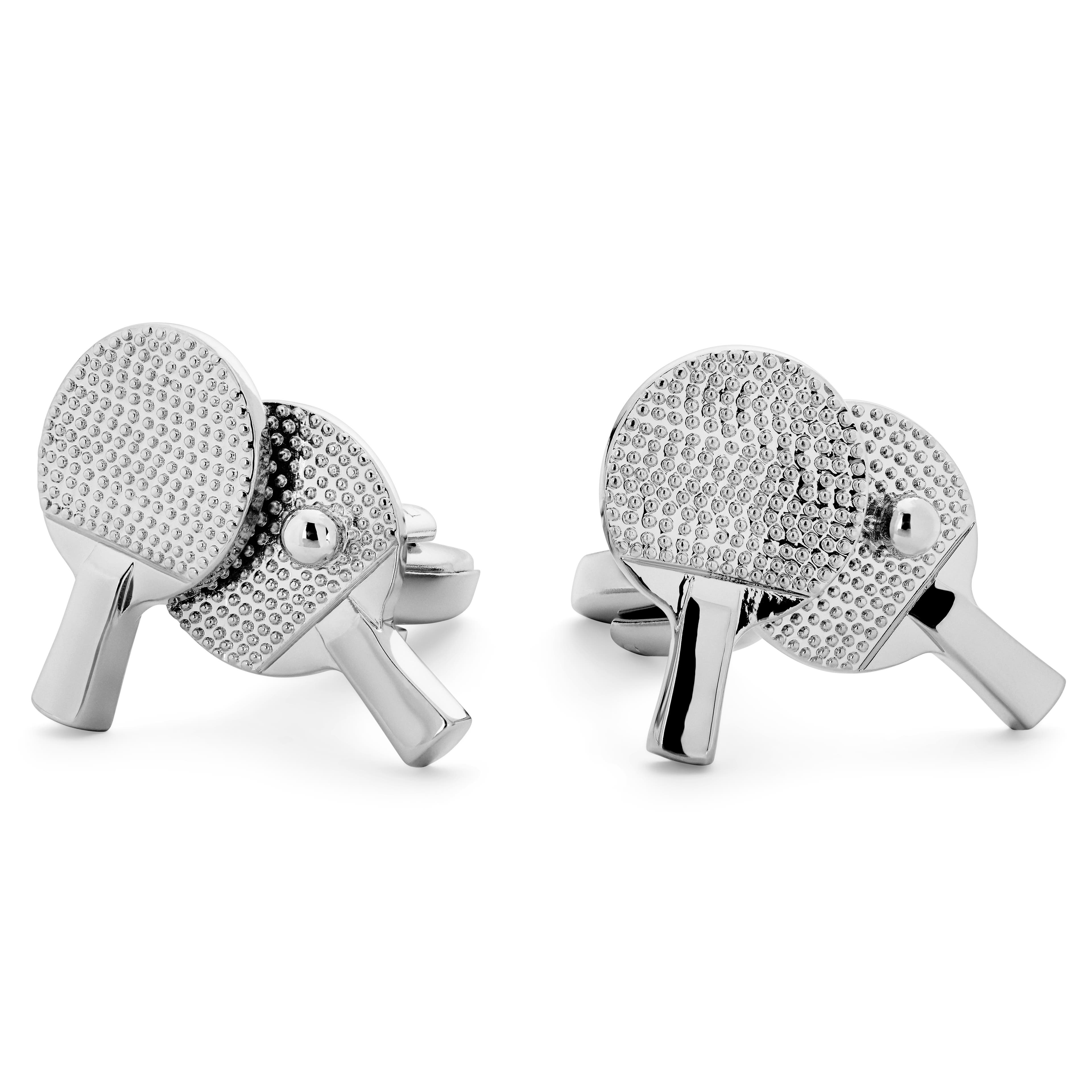 Meraklis | Silver-Tone Table Tennis Cufflinks