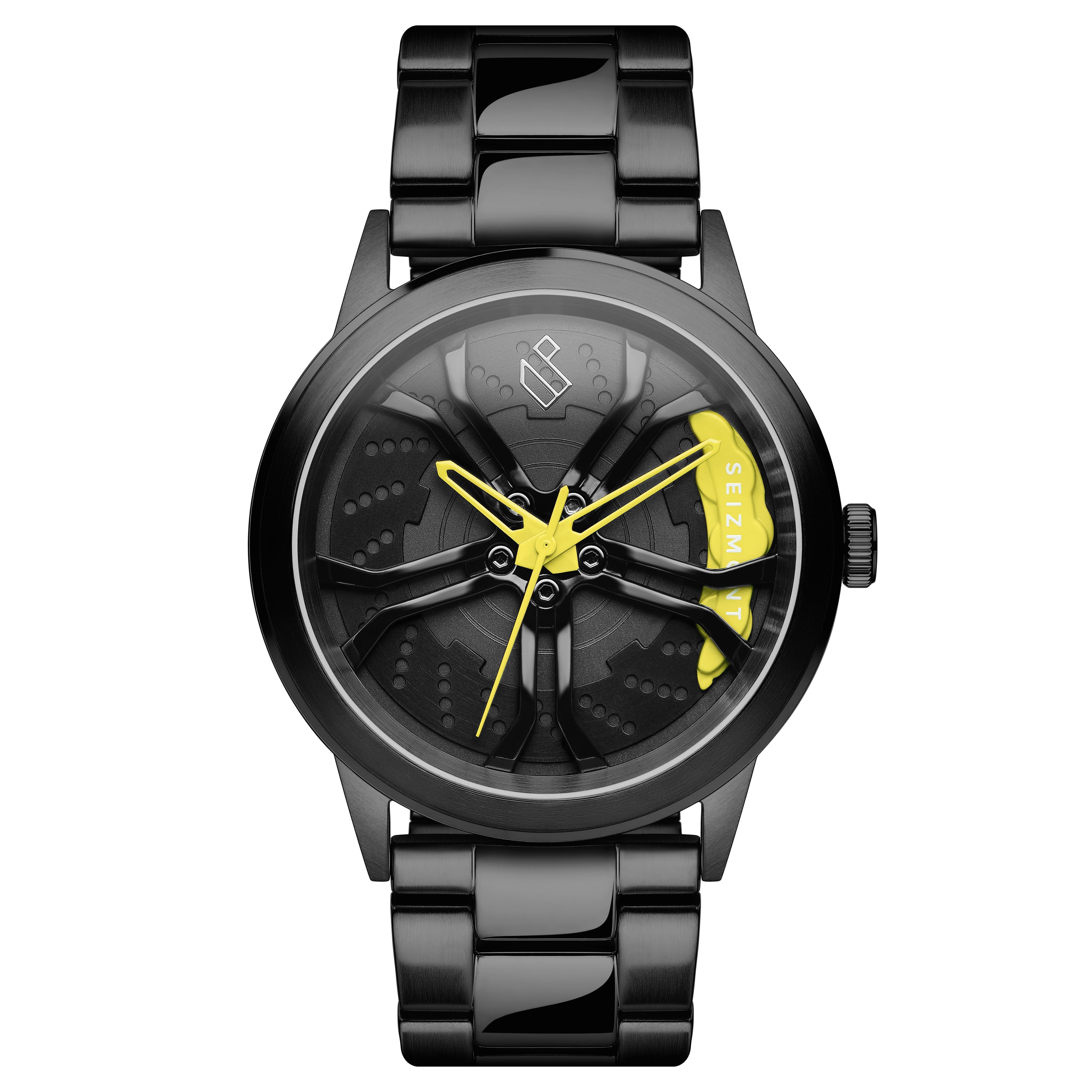 Monza | Reloj racing en negro y amarillo