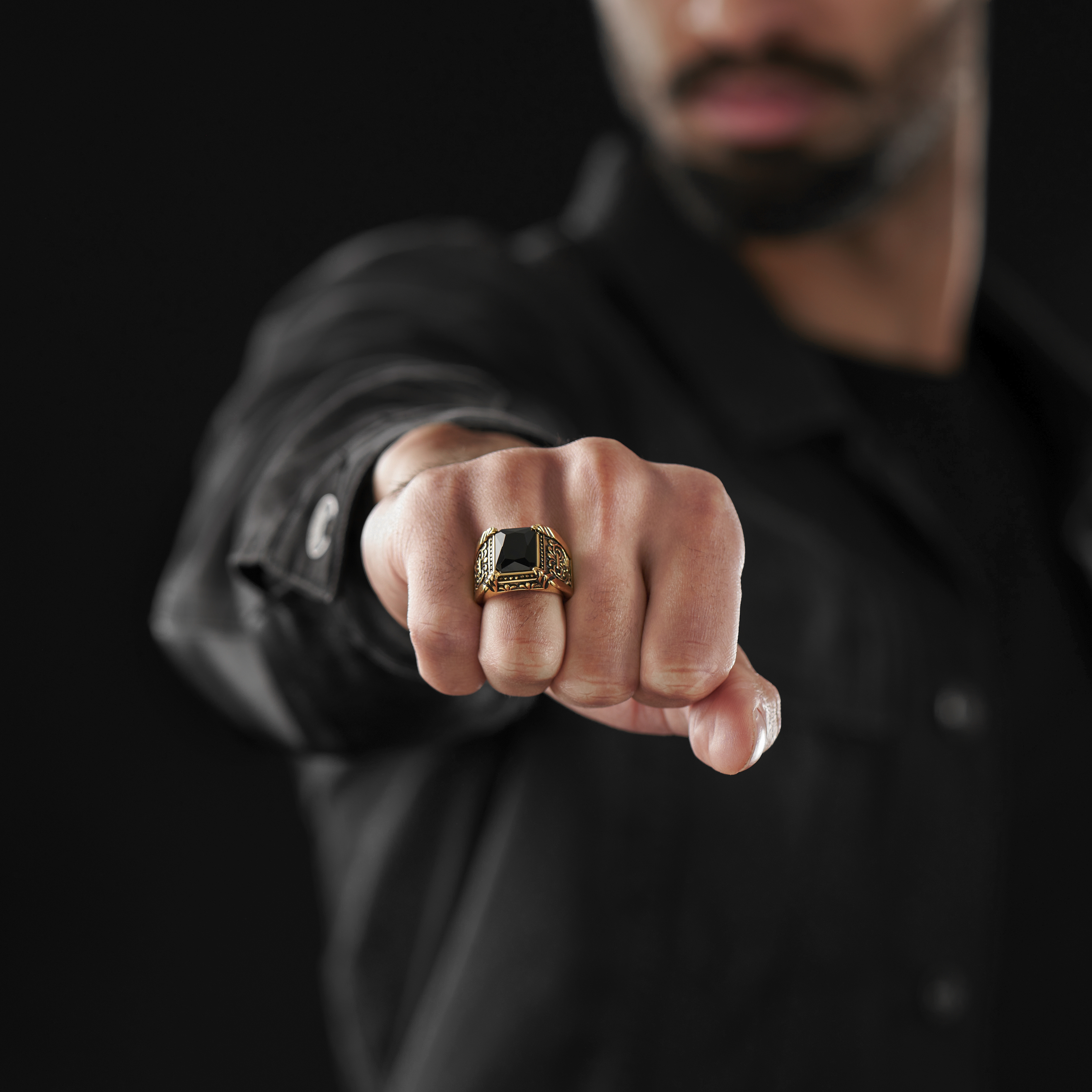 Goldfarbener Griechischer Tycoon Stahlring - 5