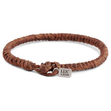 Brown Woven Waxed Cotton Bracelet