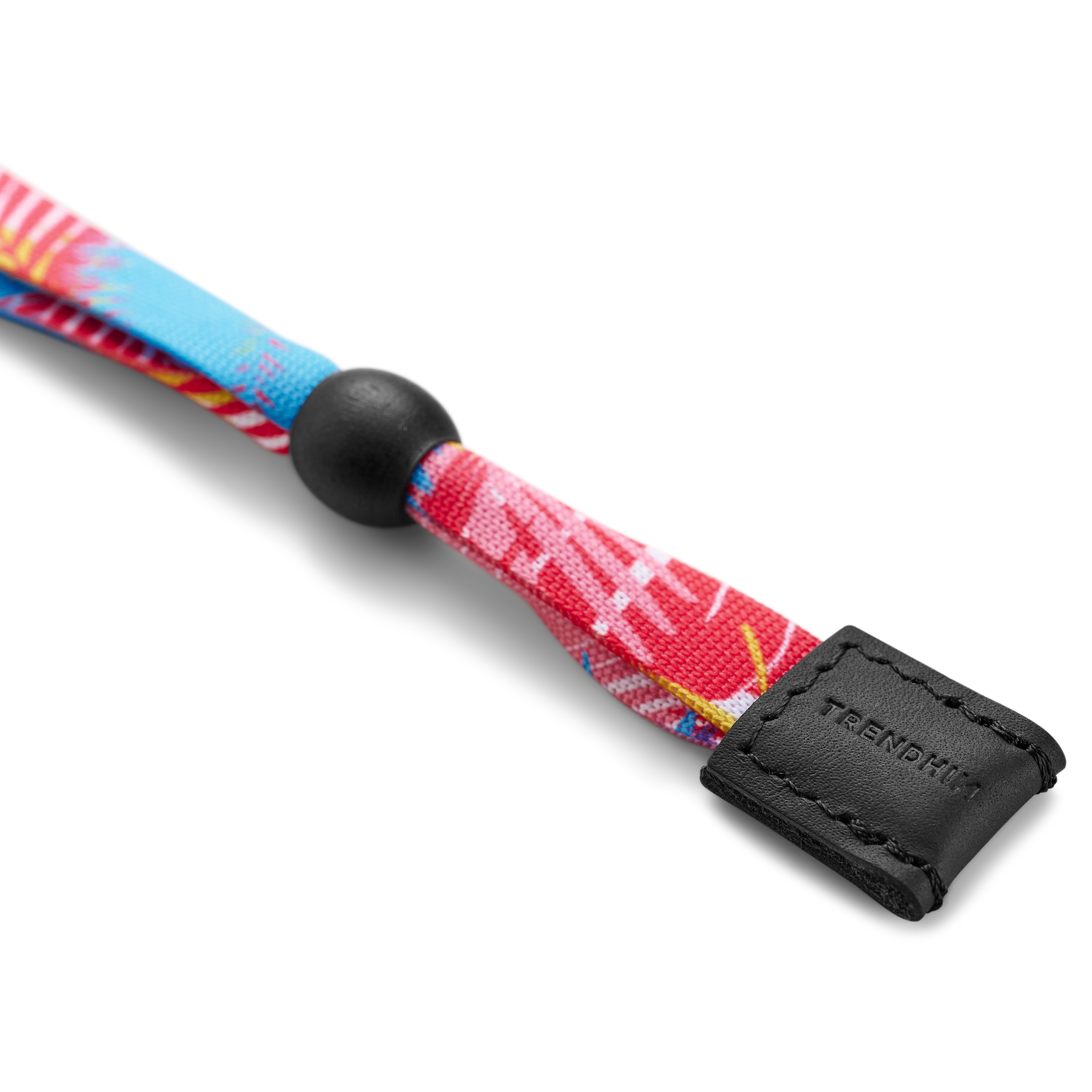 Wide Pink, Blue & Leather Tropical Sunglasses Strap - 5