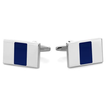 Silver-Tone and Navy Triband Cufflinks Silver-Tone and Navy Triband Cufflinks