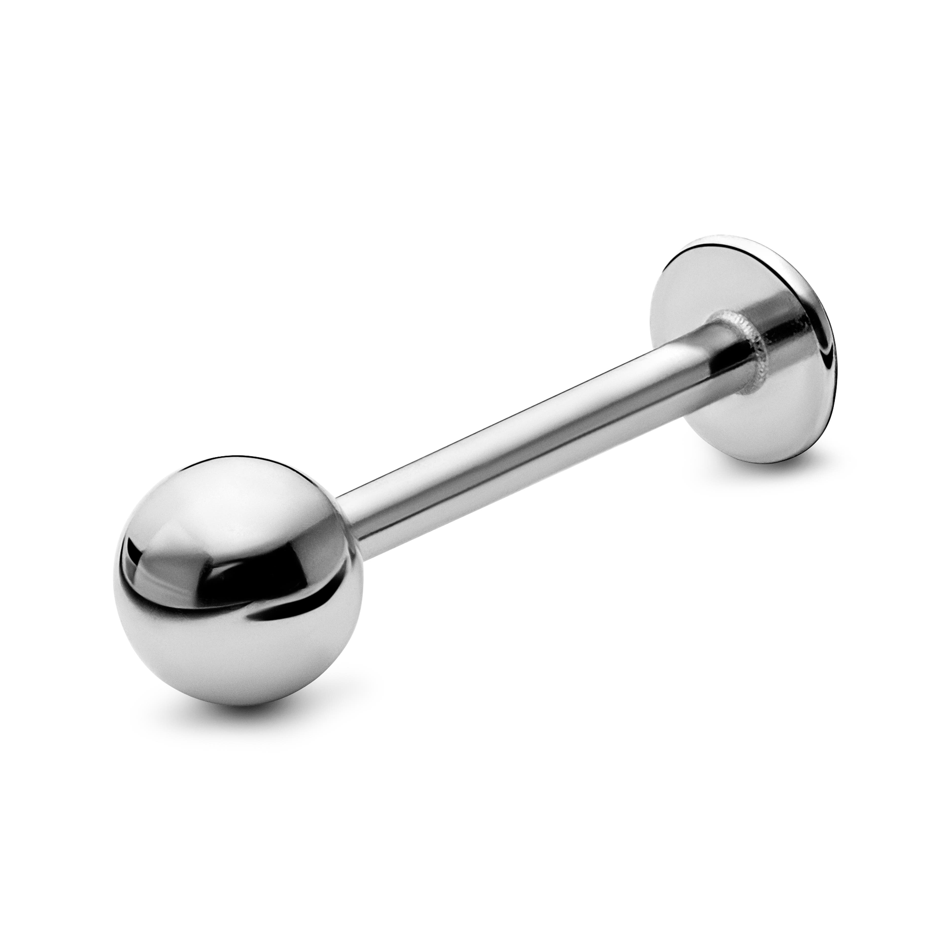 8 mm Silver-Tone Ball-Tipped Surgical Steel Labret Stud