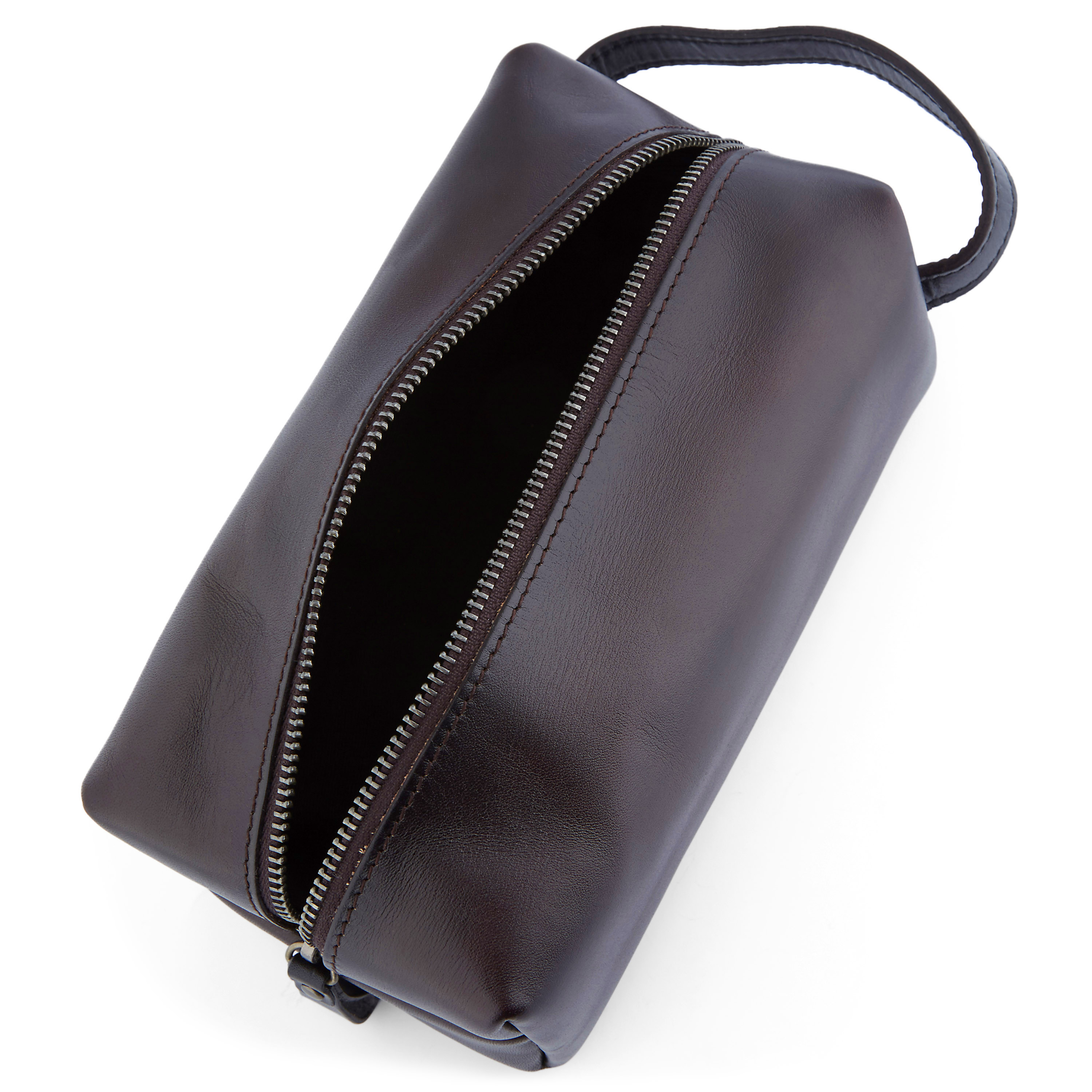 Kaffeebrauner Leder Kulturbeutel - 2