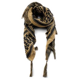 Károvaný šátek bandana v pískové a černé barvě