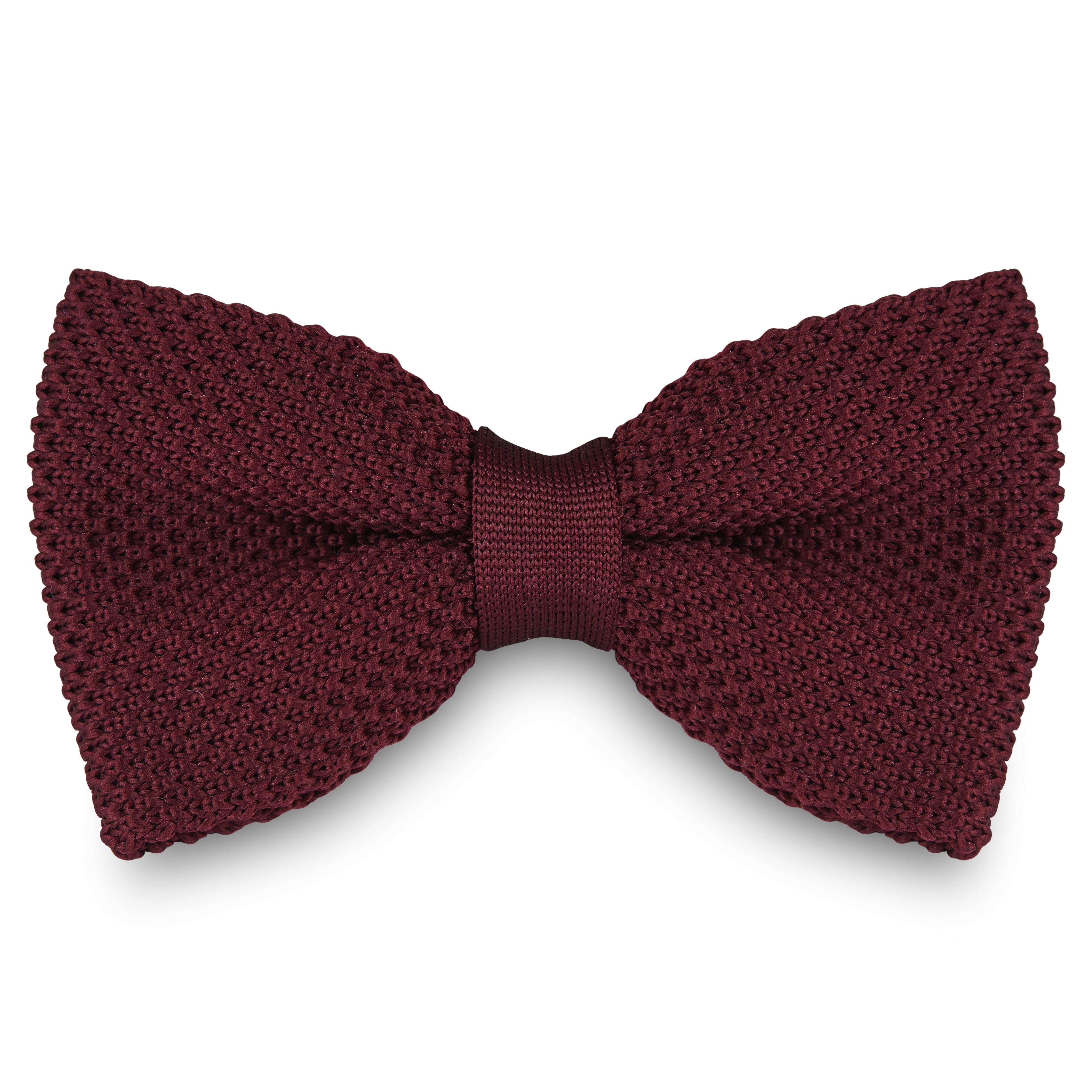 Wine Red Knitted Bow Tie - 1