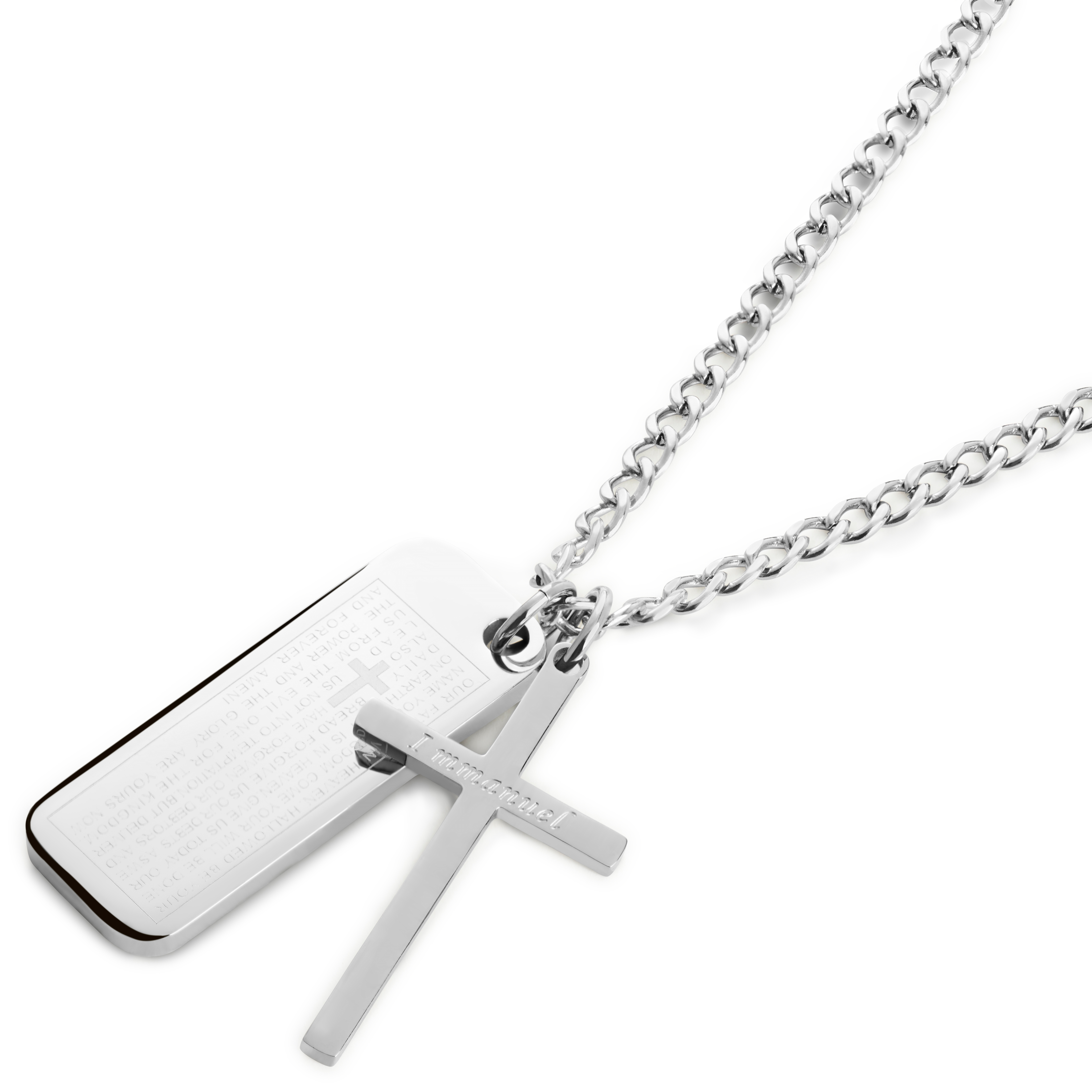 Icarus Rowan Steel Cross & Dog Tag Necklace - 5
