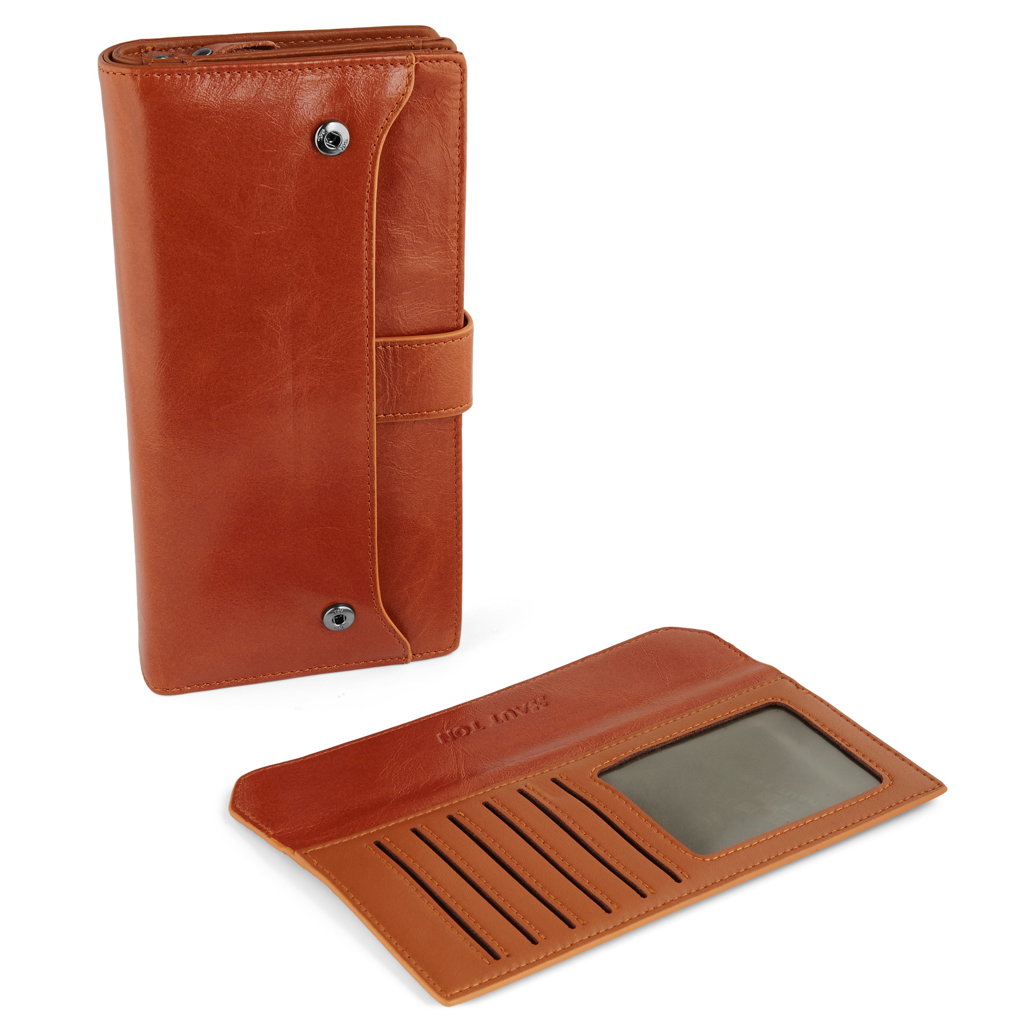 Cartera grande y lisa de color canela  - 4