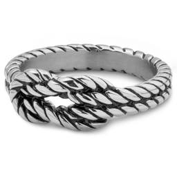 Evan | 8 mm Silver-Tone Stainless Steel With Detailed Hercules Knot Ring