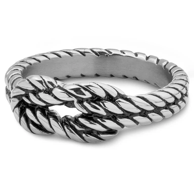 Evan Ethon Silberfarbener Hercules Knot Rope Ring Evan Ethon Silberfarbener Hercules Knot Rope Ring