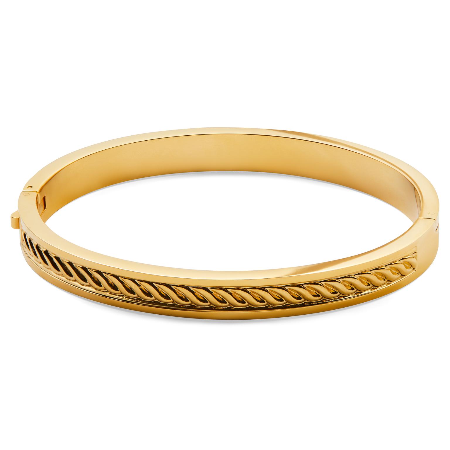Arie | Gold-Tone Stainless Steel Rope Texture Bangle Bracelet Arie | Gold-Tone Stainless Steel Rope Texture Bangle Bracelet