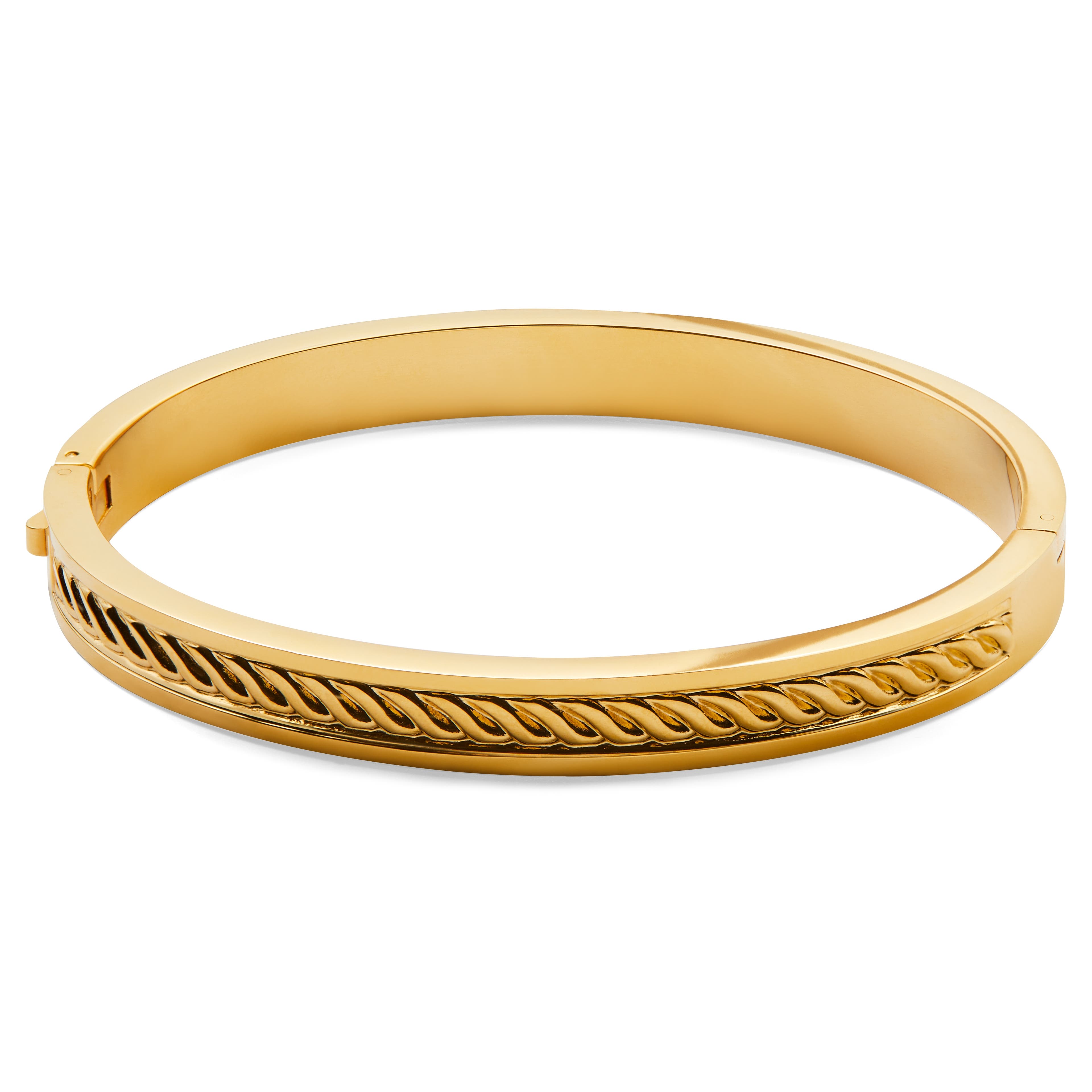 Arie Gold-tone Rope Texture Bangle Bracelet