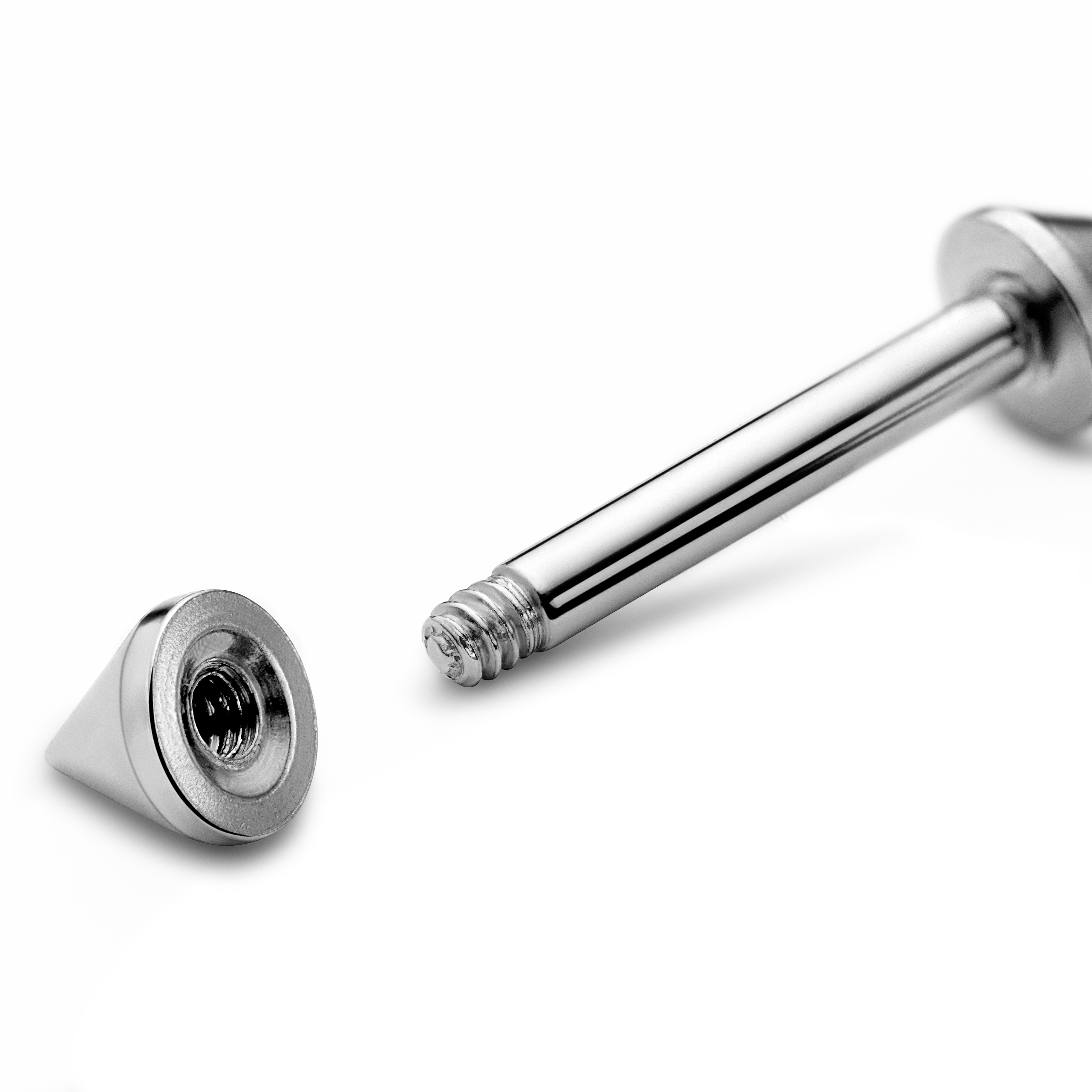 16 mm Silver-Tone Straight Spiked Surgical Steel Barbell - 2