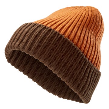 Montagna | True Brown & Burnt Orange Chunky Knitted Rib Beanie