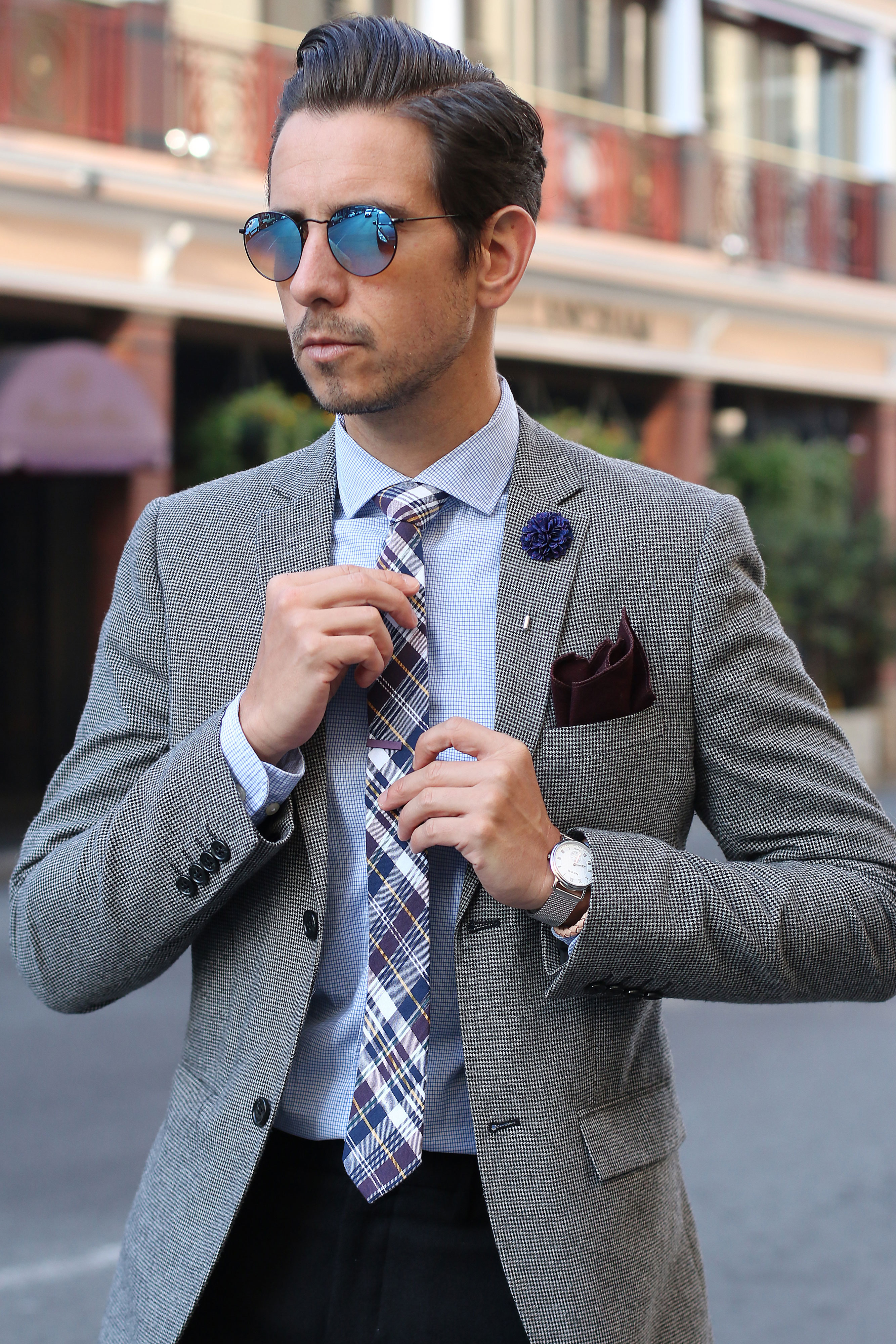 Broche pour homme à fleur bleu roi - 6