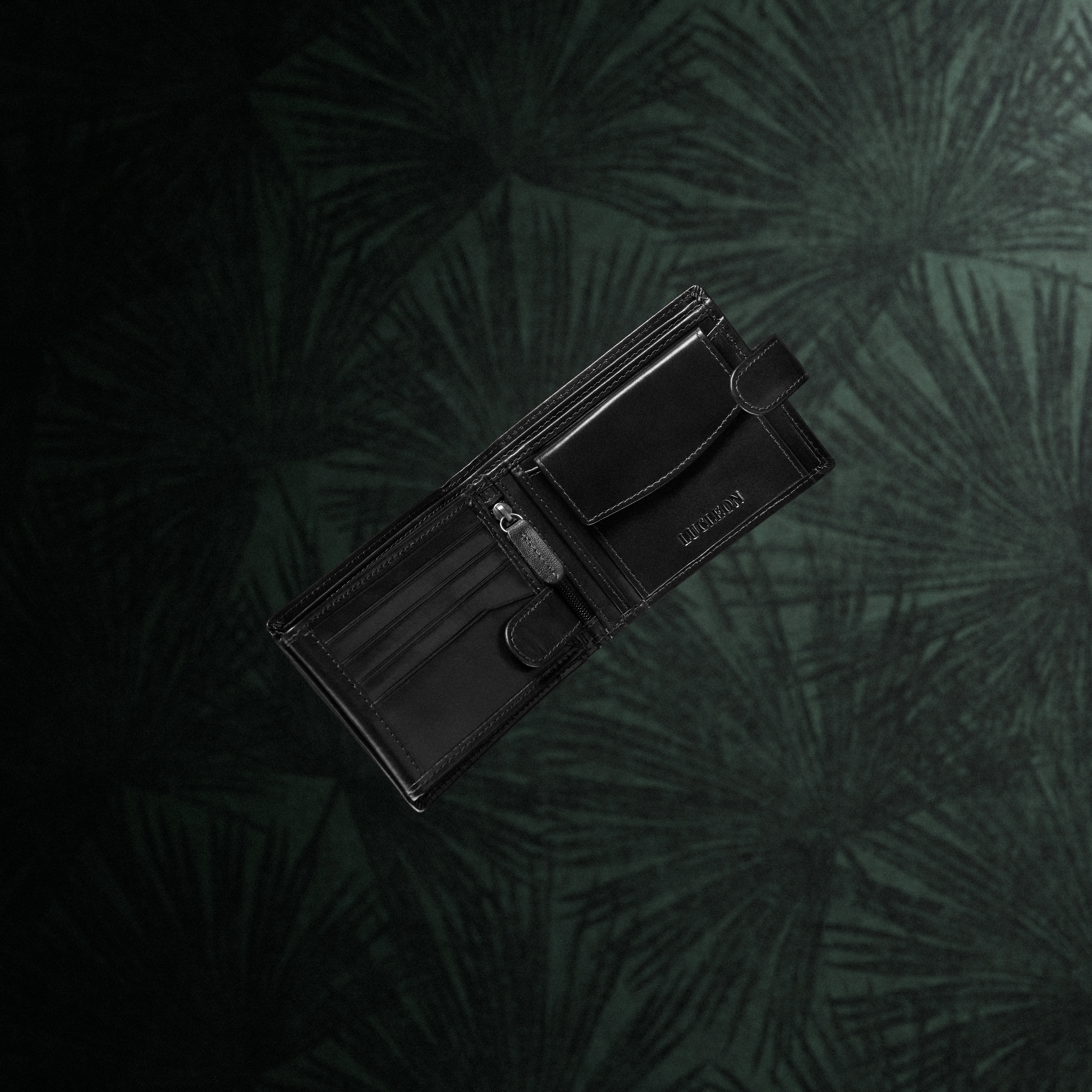 Črna ergonomska Jasper usnjena denarnica - 4