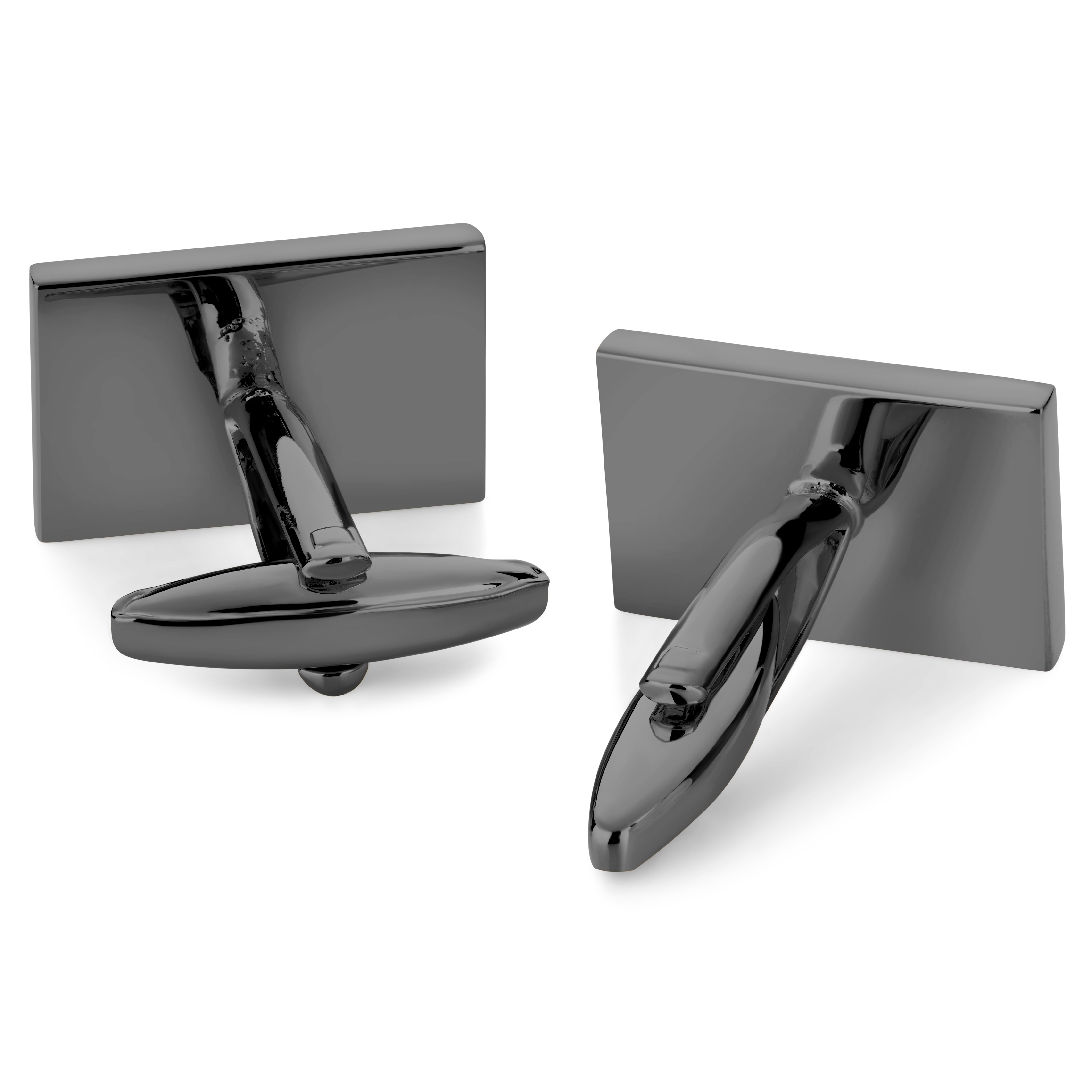 Boutons de manchette rectangulaires gris foncé mats - 2