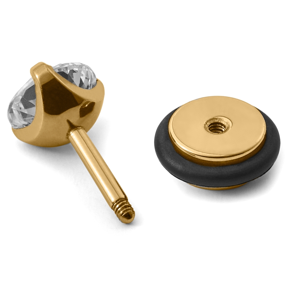 Χρυσαφί Ατσάλινο Σκουλαρίκι Καρφί Floyd Zirconia - 3