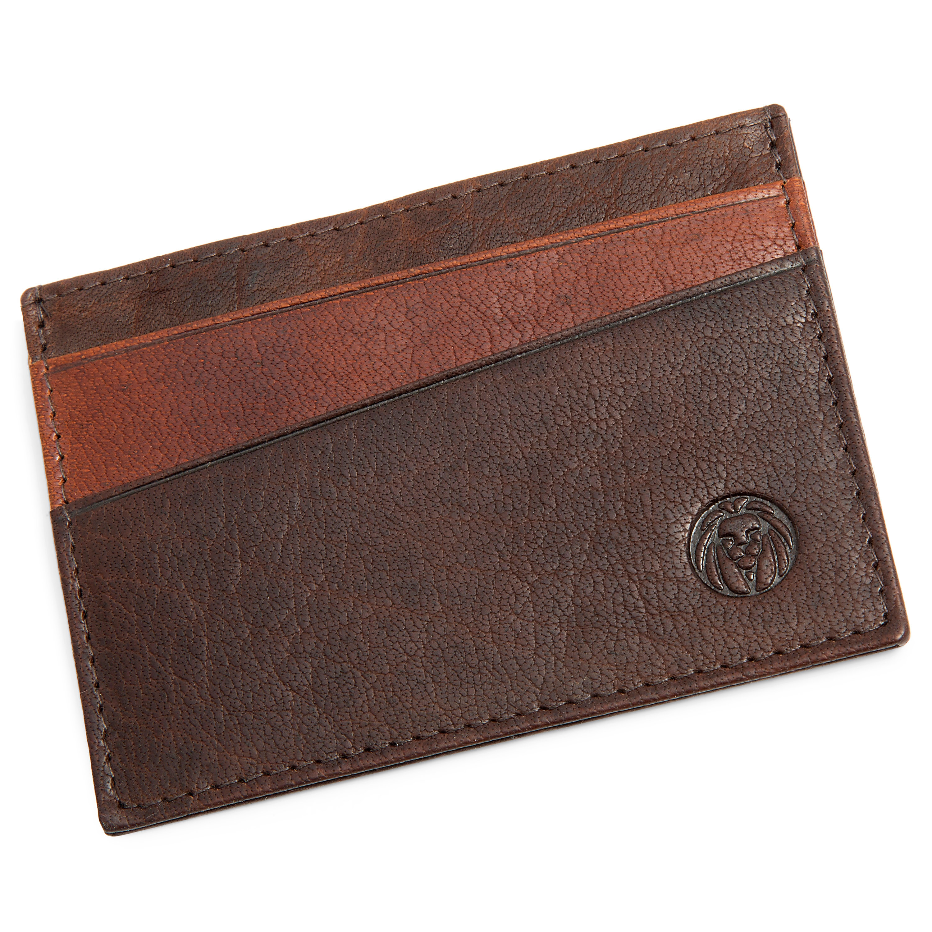 Montreal Mini Brown & Tan RFID Leather Card Holder - 3