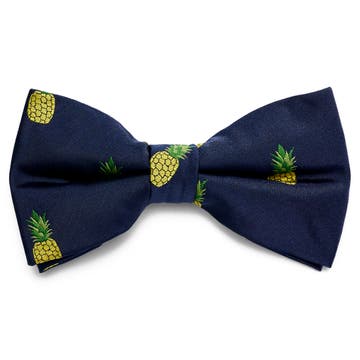 Nœud papillon pré-noué bleu marine à motifs ananas Nœud papillon pré-noué bleu marine à motifs ananas