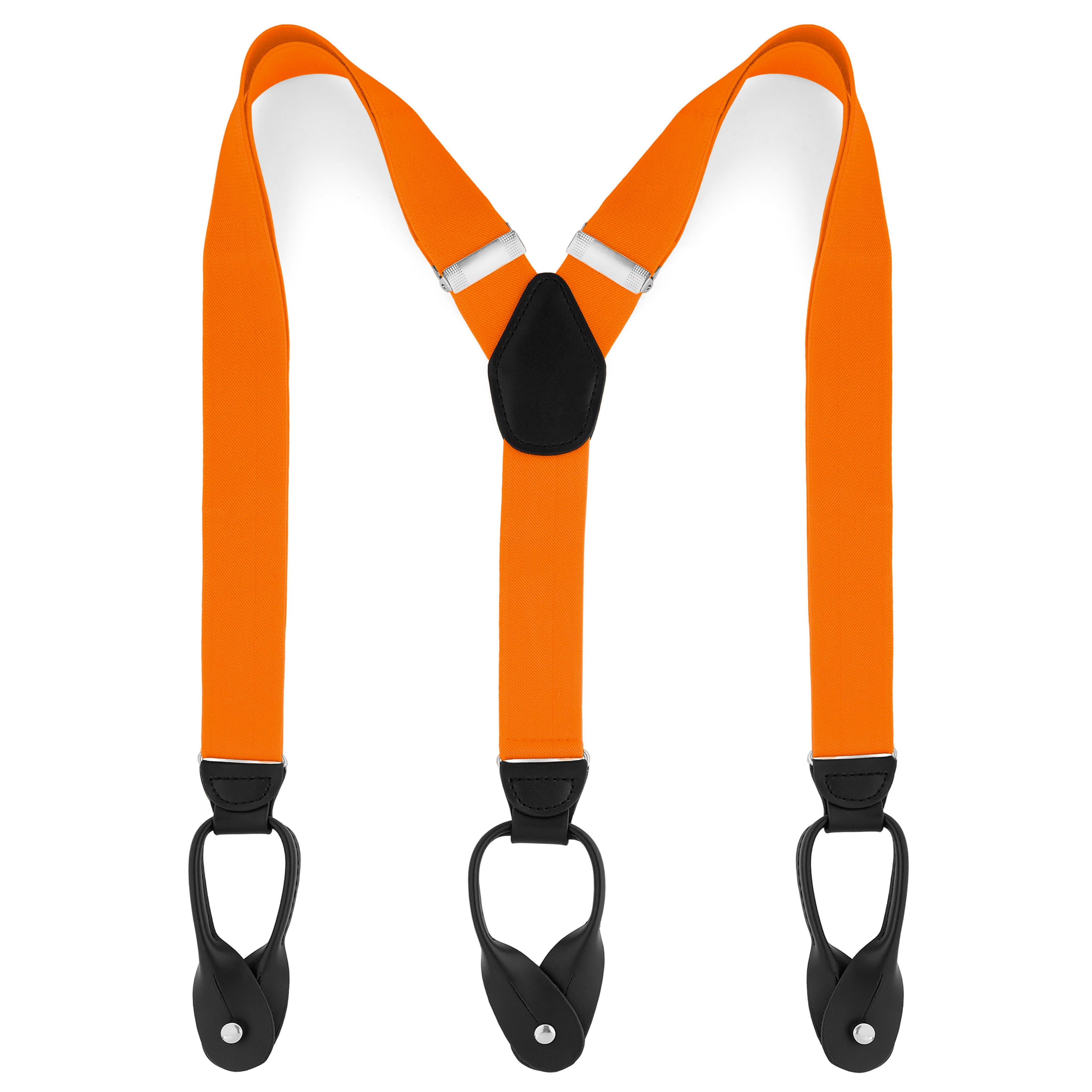 Wide True Orange Split Button Suspenders, In stock!