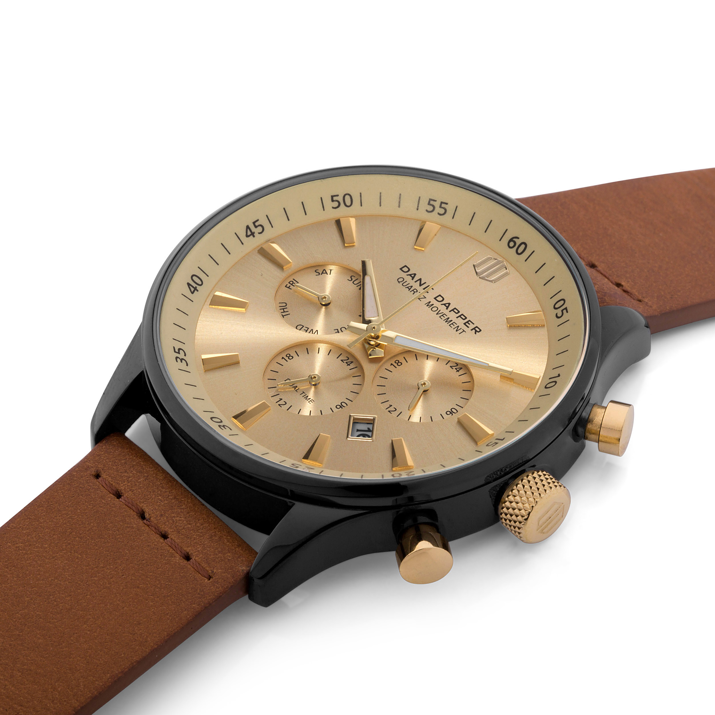 Brown, Gold-Tone & Black Bezel Troika Watch - 2