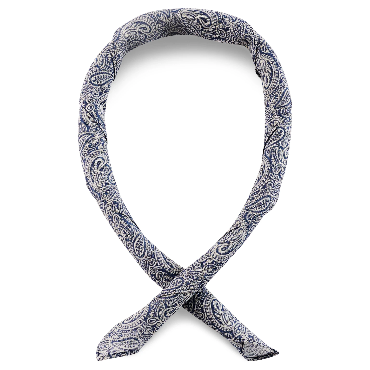 Dunkelblau & beiges Halstuch aus Baumwolle mit Paisleymuster Dunkelblau & beiges Halstuch aus Baumwolle mit Paisleymuster