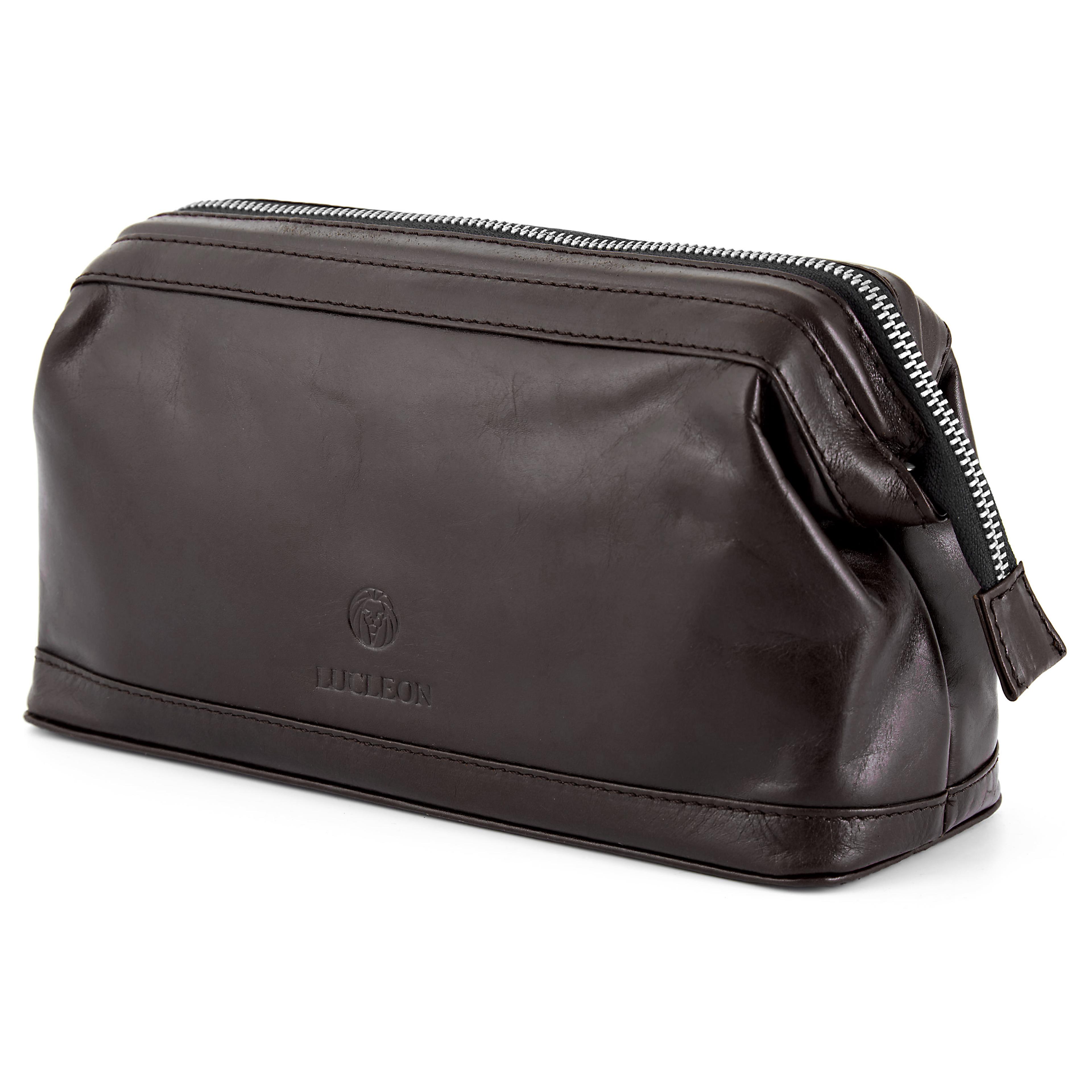 Trousse De Toilette De Voyage Suspendue Pour Homme - Cuir Synthétique Hydrofuge - 25,5x13x14 Cm - Poches Multiples - Léger Et Pliable