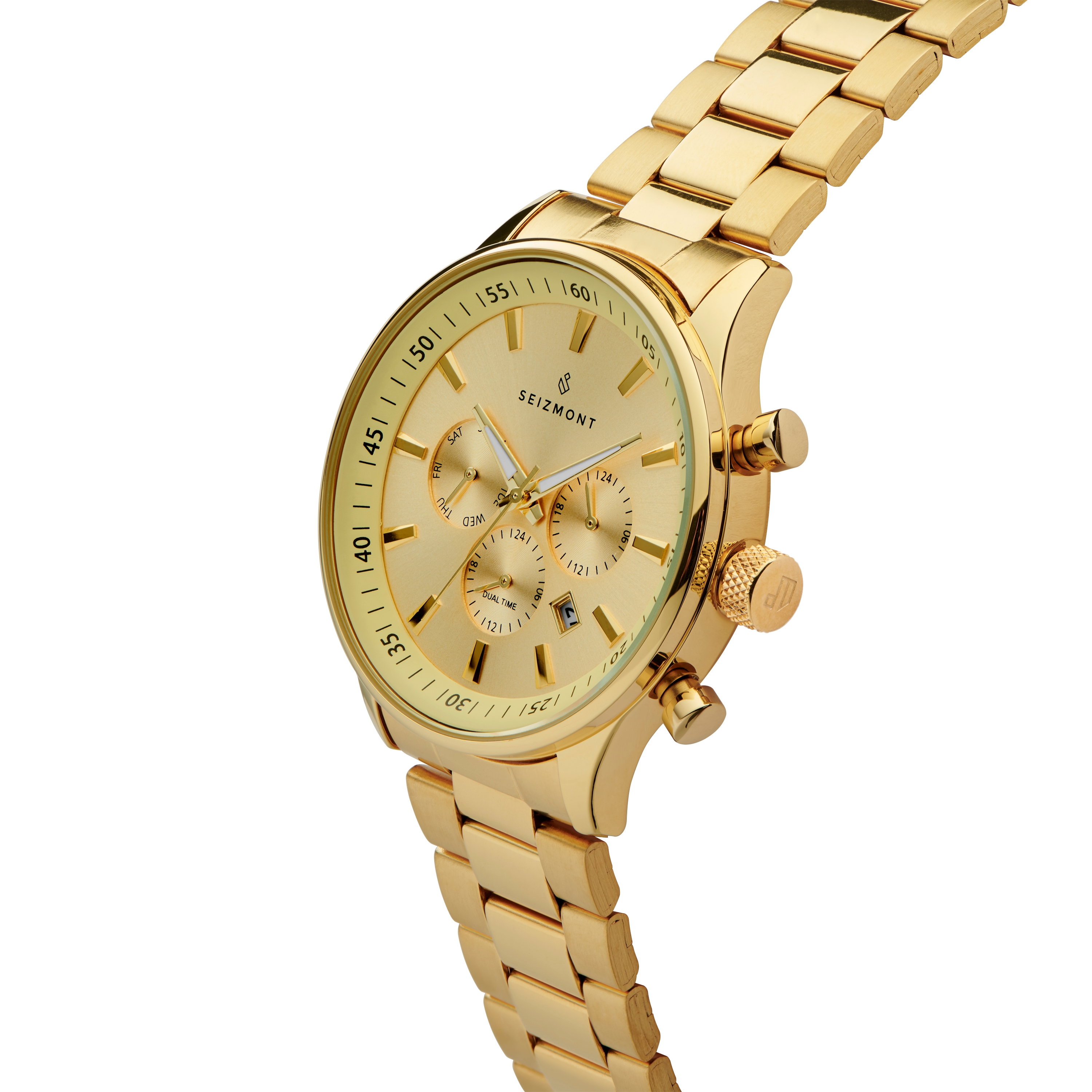 haru金 Troika | Gold-Tone Stainless Steel Dual-Time Watch With Gold