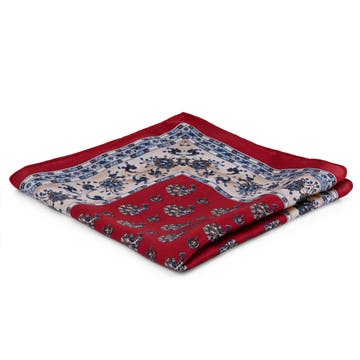 Red Framed Floral Pocket Square Red Framed Floral Pocket Square