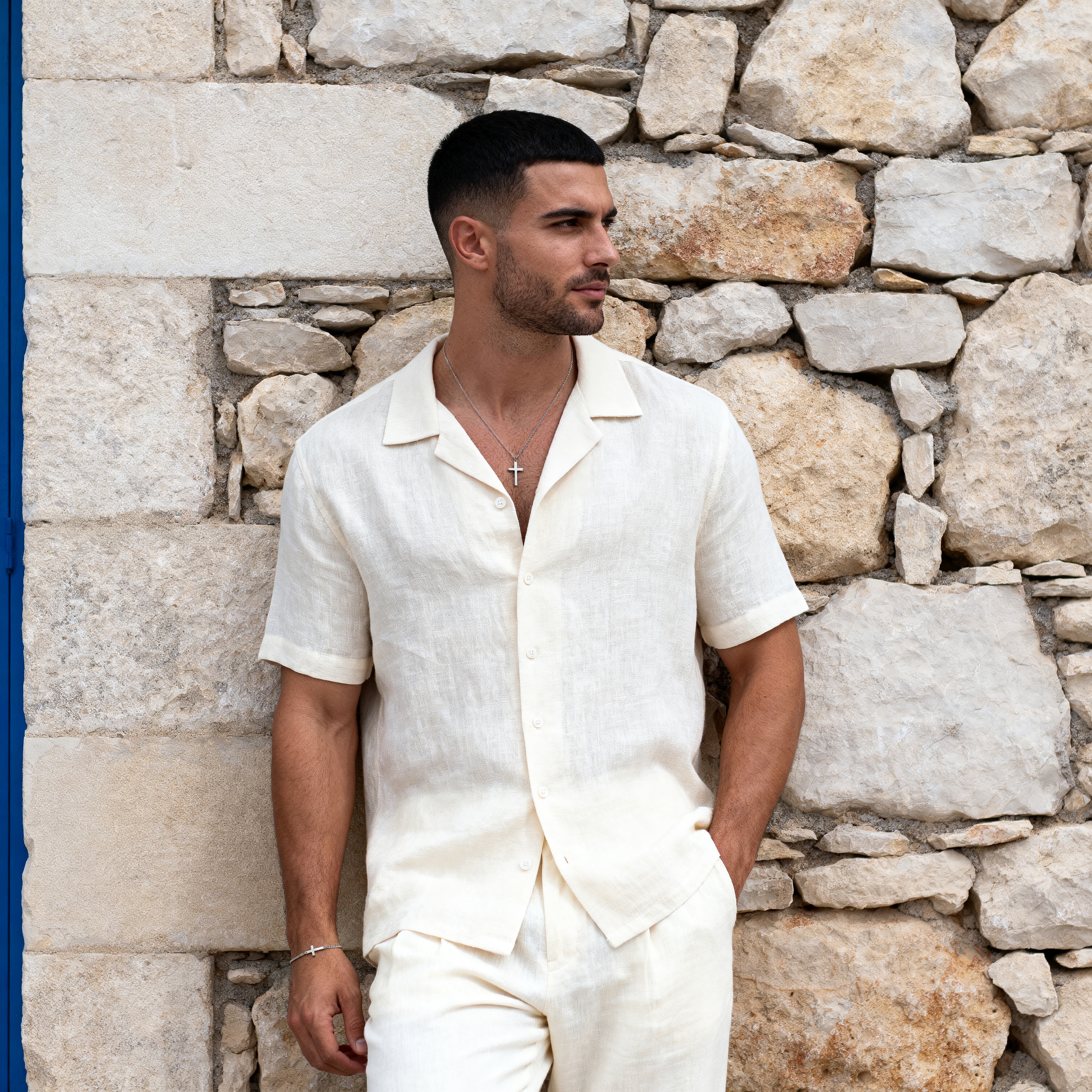 New Classics | Gourmette en acier inoxydable argenté avec pendentif croix - 2 mm - 4