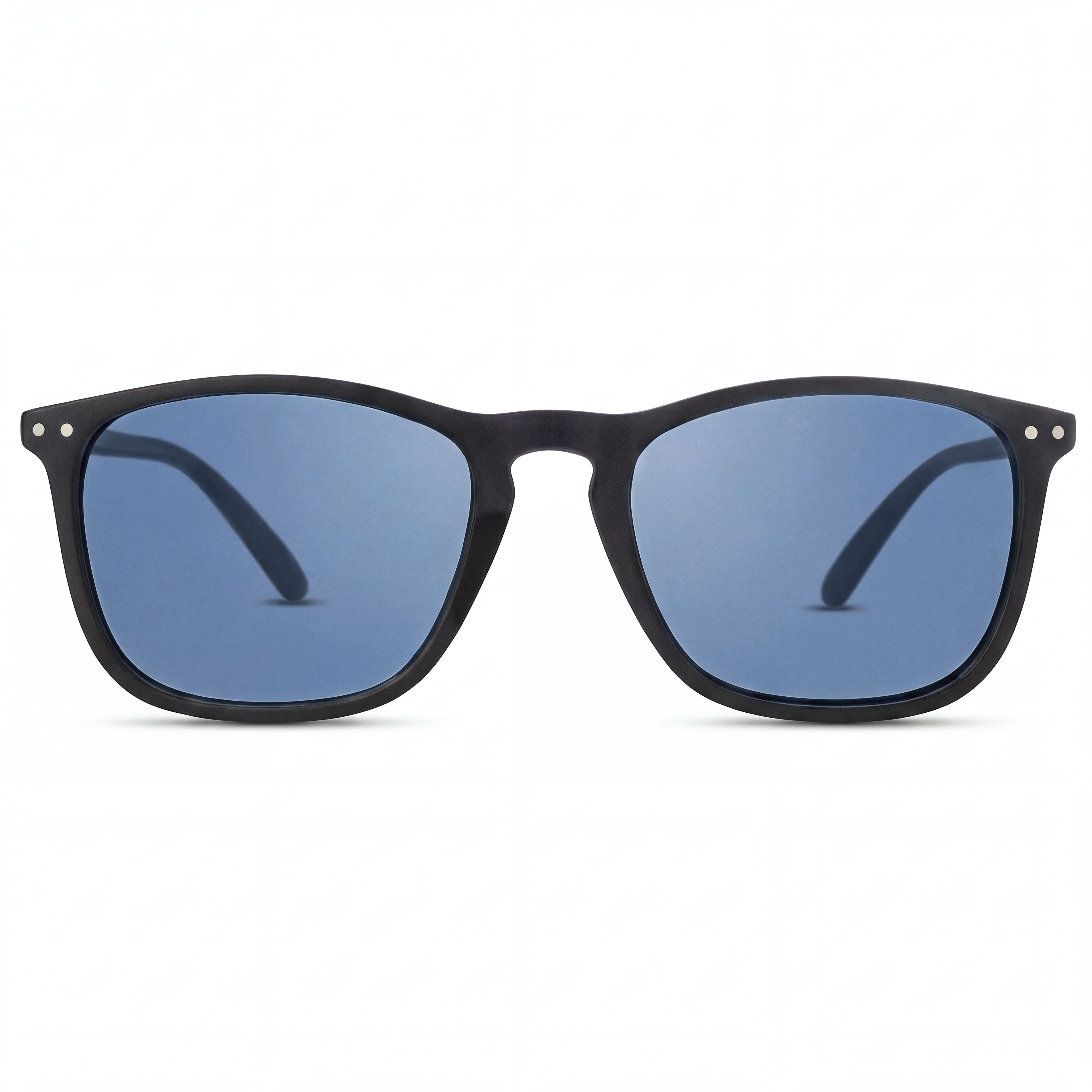 Wade | Rechteckige Sonnenbrille mit blauer Linse & schwarzem Rahmen