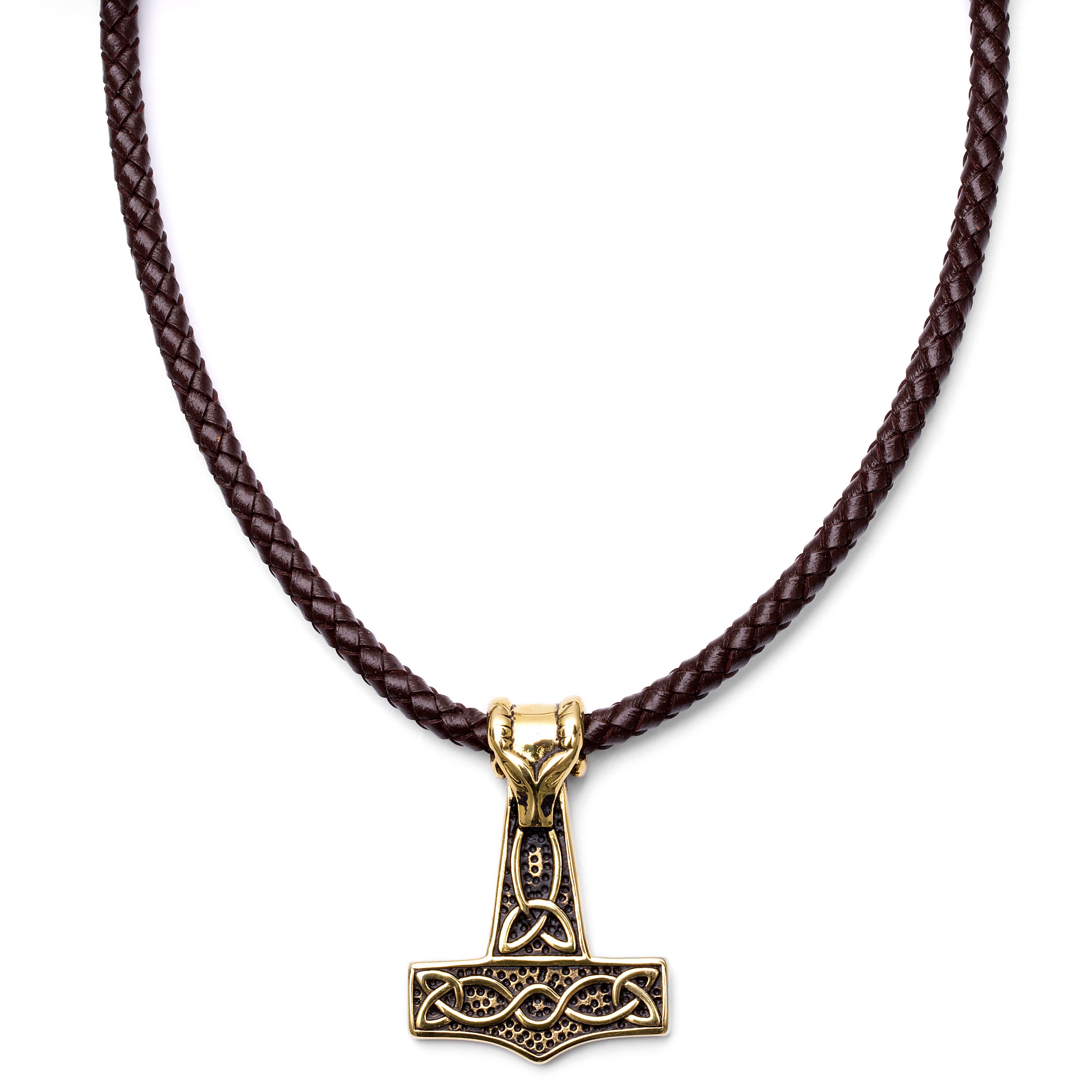 Ram Thor’s Hammer Brown Leather Necklace