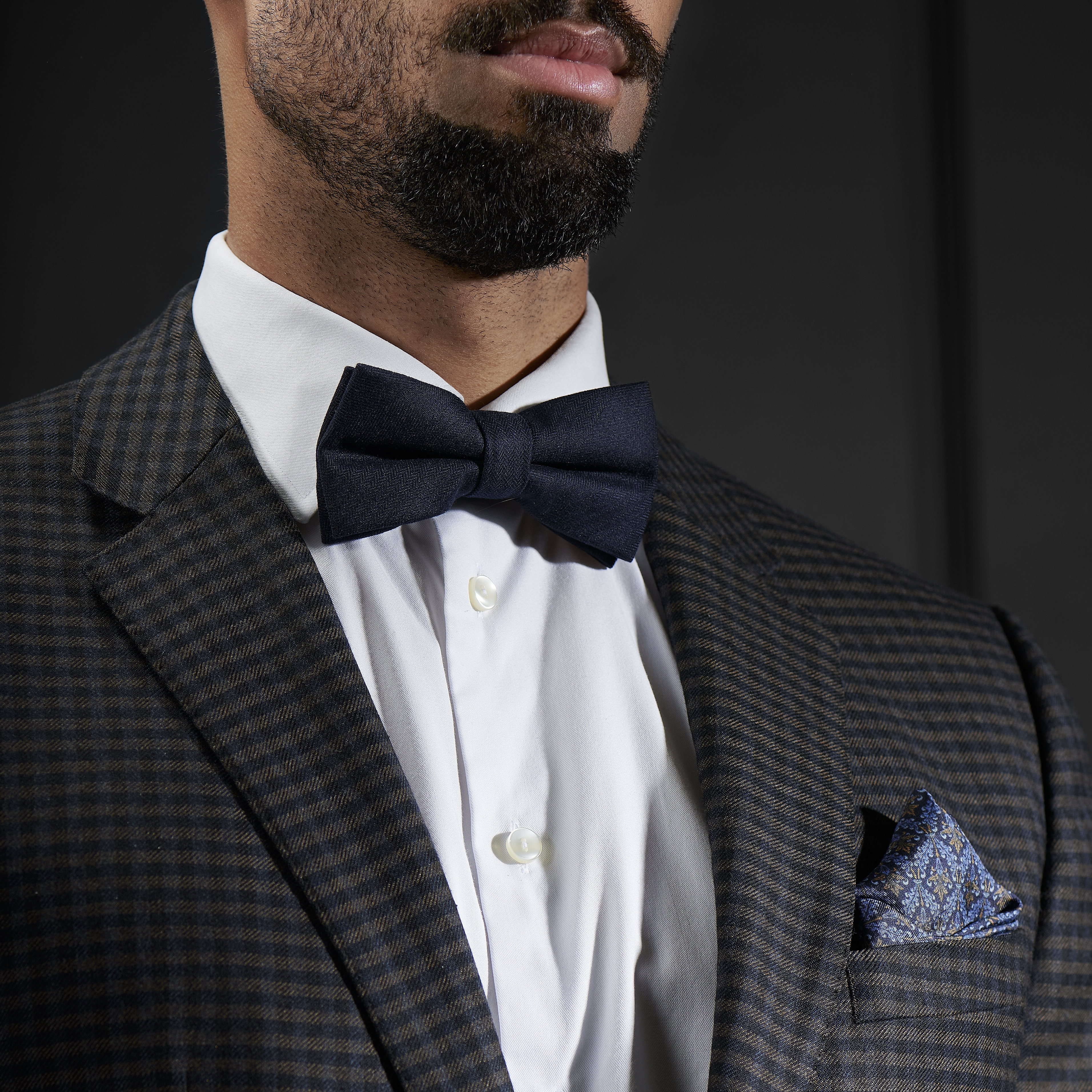 Strukturierte Dunkel Marineblaue Fliege - 3