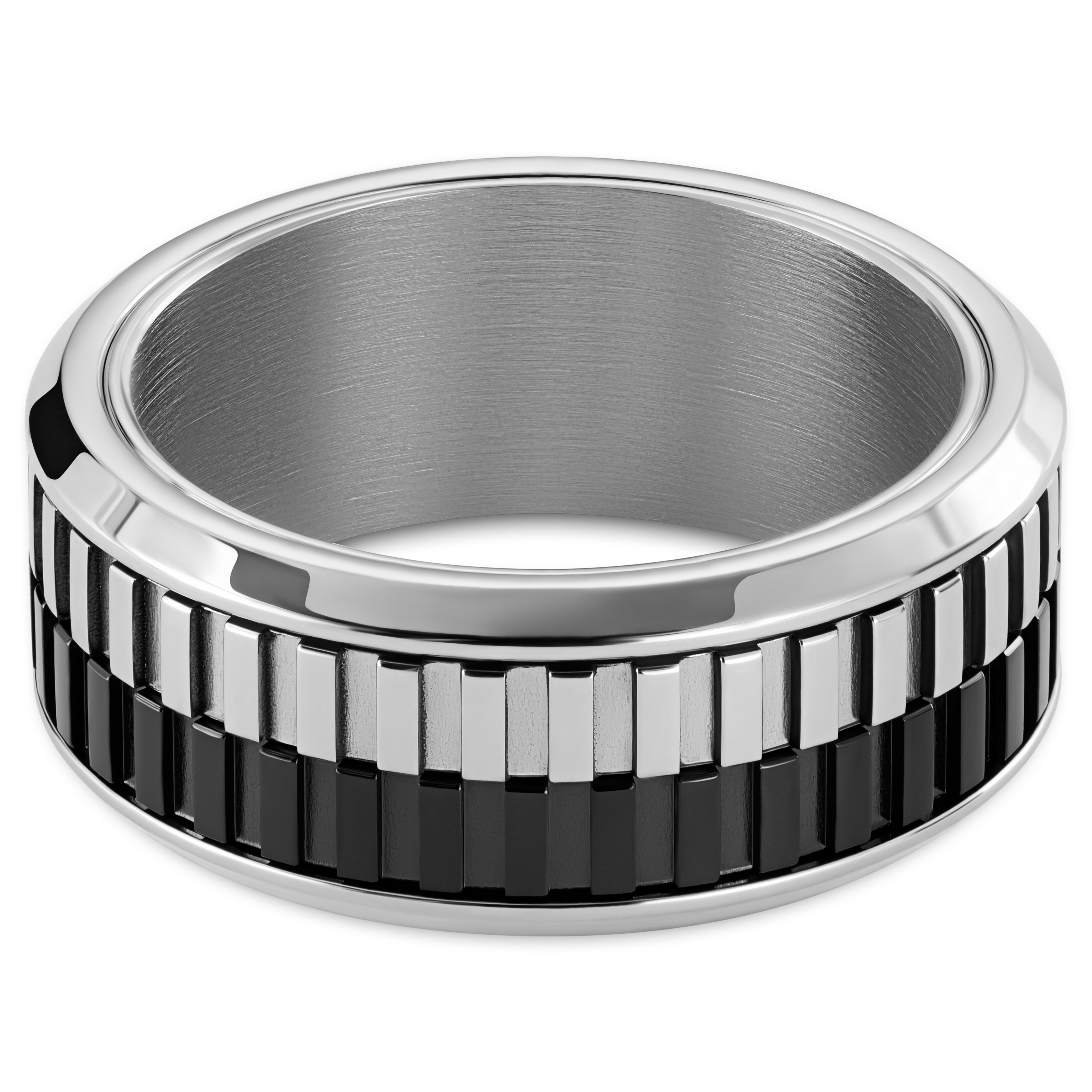 Tigris | 9 mm Zilverkleurige en Zwarte Bewegende Ring - 2