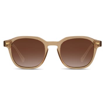 Transparent Brown Geometric Horn-Rimmed Polarised Sunglasses