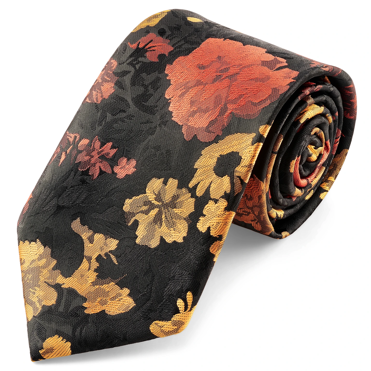 Dianthus | 8 cm schwarze, orange und gelbe Blumenkrawatte Dianthus | 8 cm schwarze, orange und gelbe Blumenkrawatte