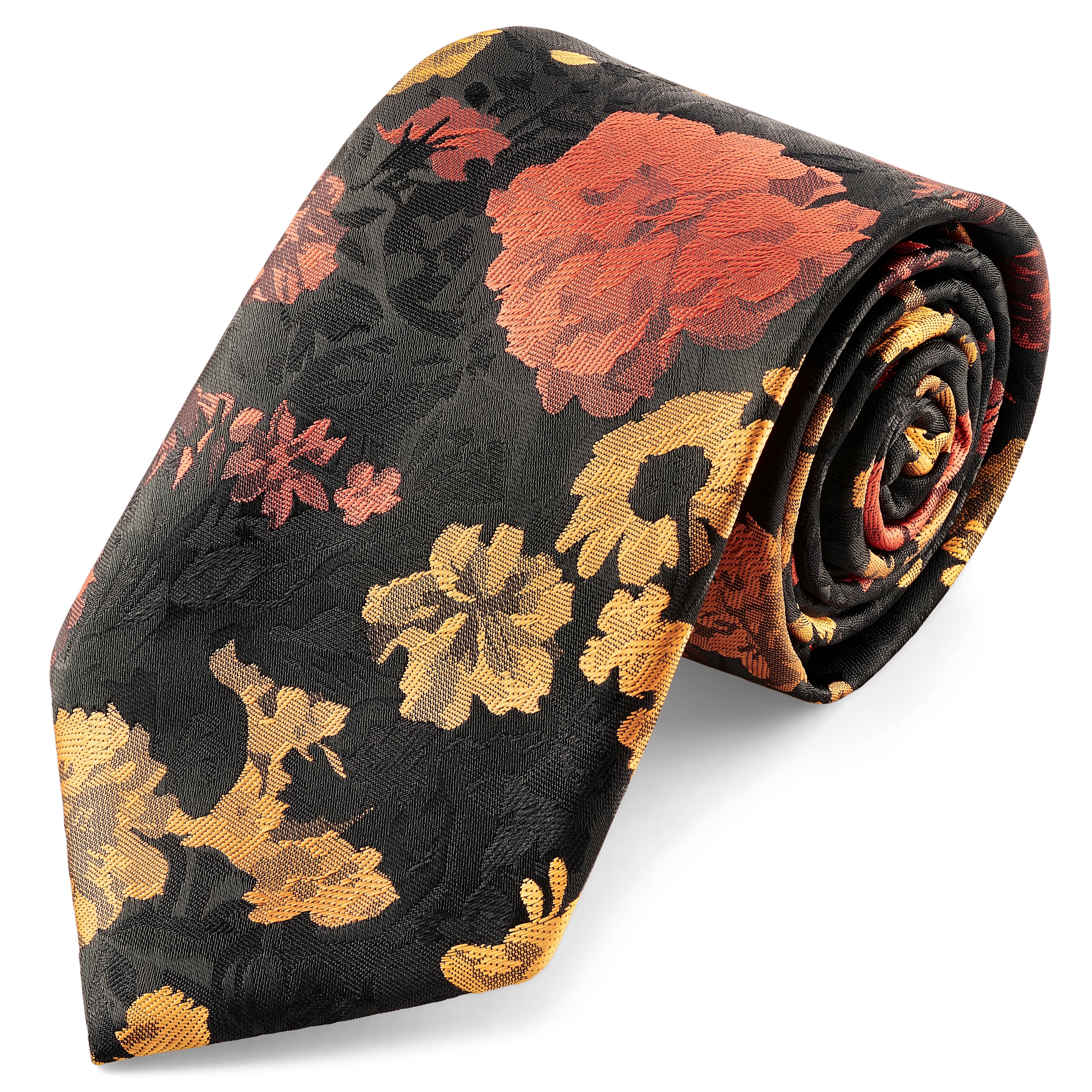 Dianthus | 8 cm kvetinová kravata v čiernej, oranžovej a žltej farbe
