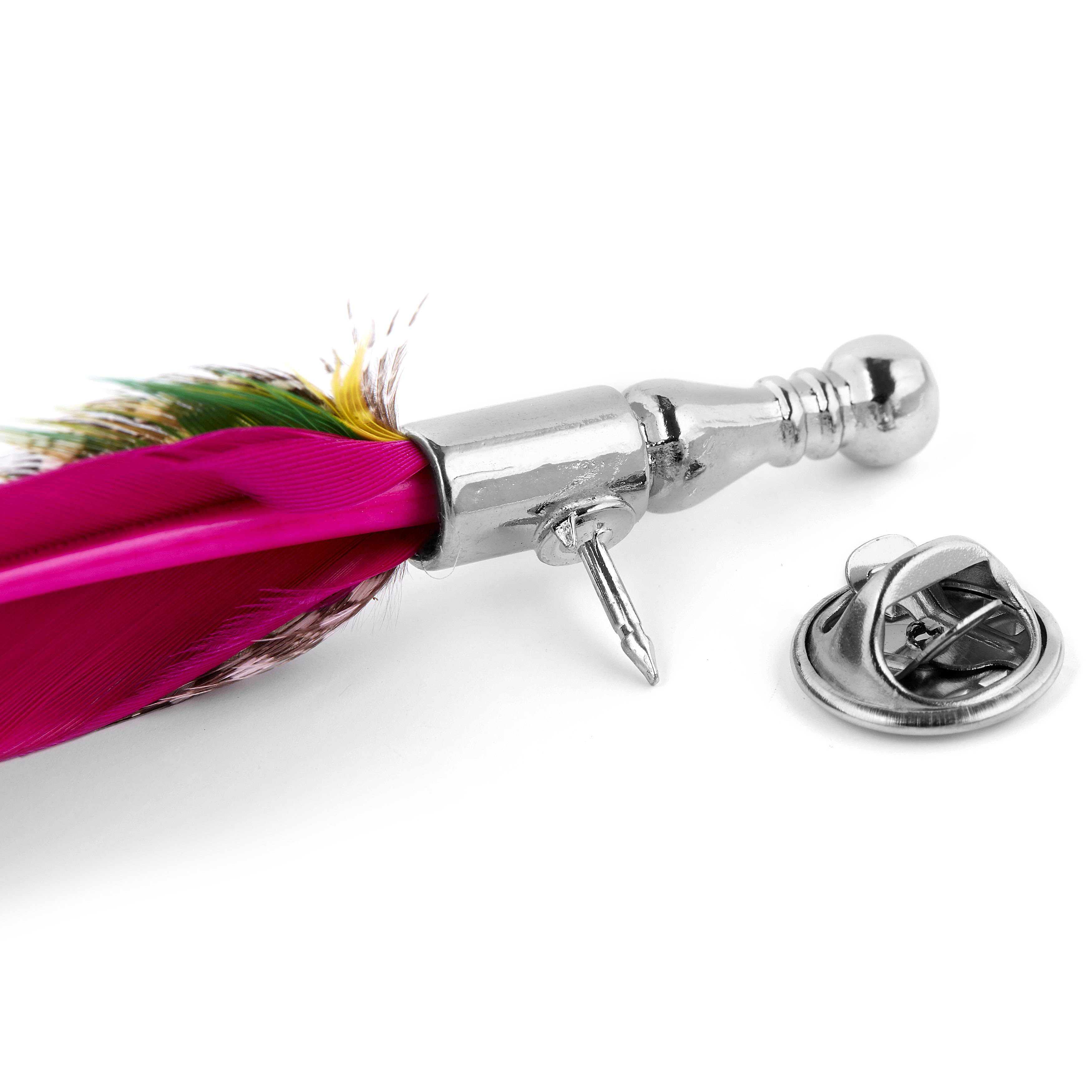 Hot Pink Feather Lapel Pin - 3