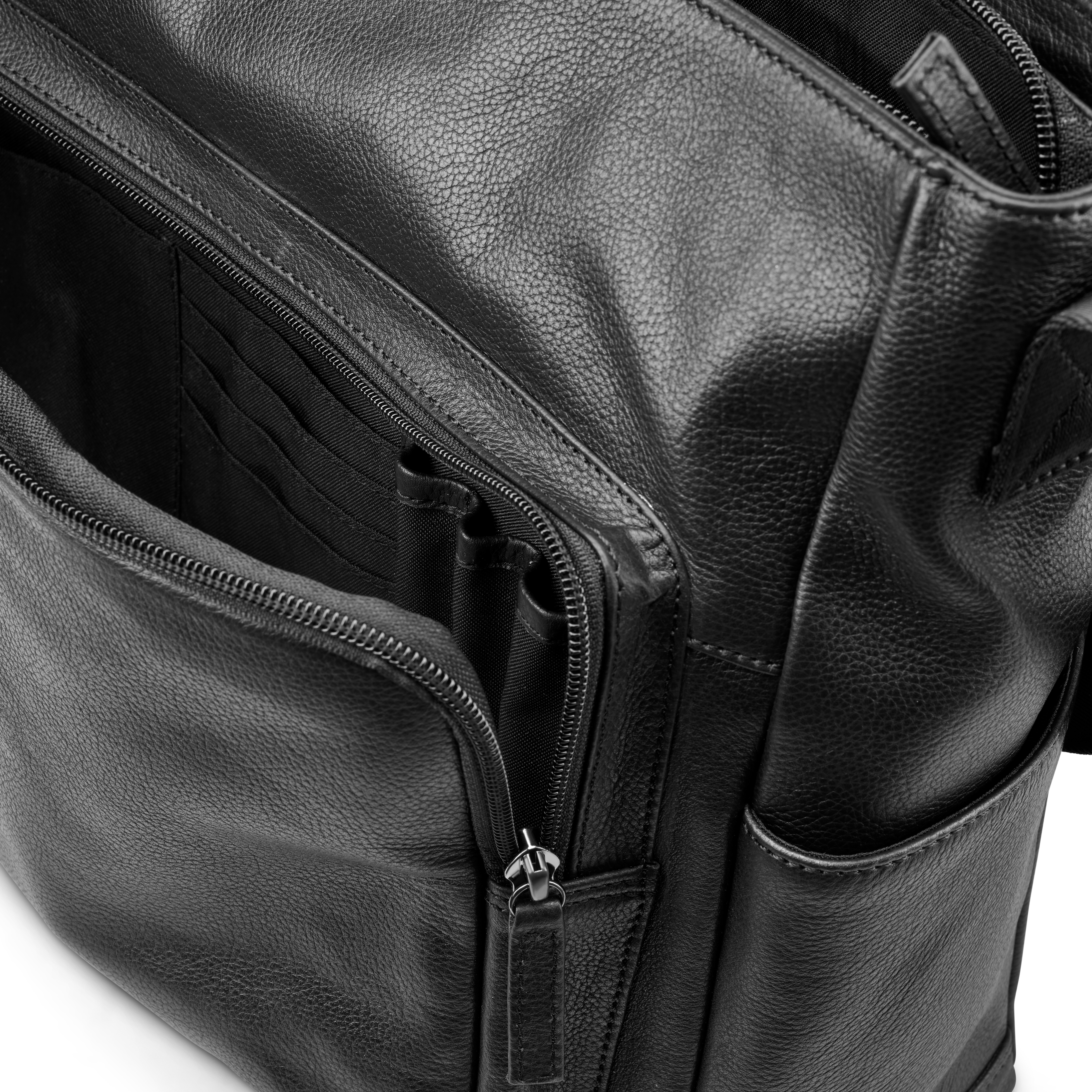 Black Full-Grain Leather Satchel - 5