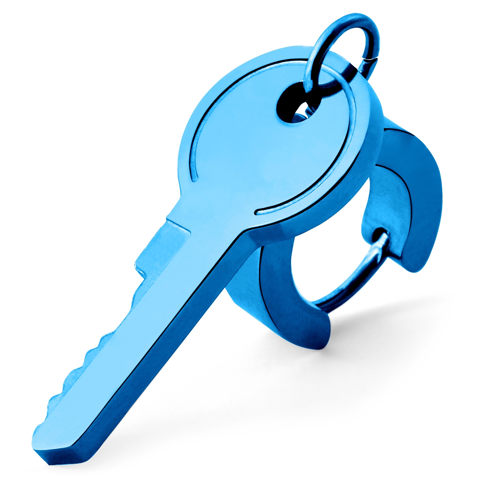 Floyd Blue Key Pendant Hoop Earring - 3