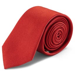 Corbata de sarga de seda roja - 6 cm