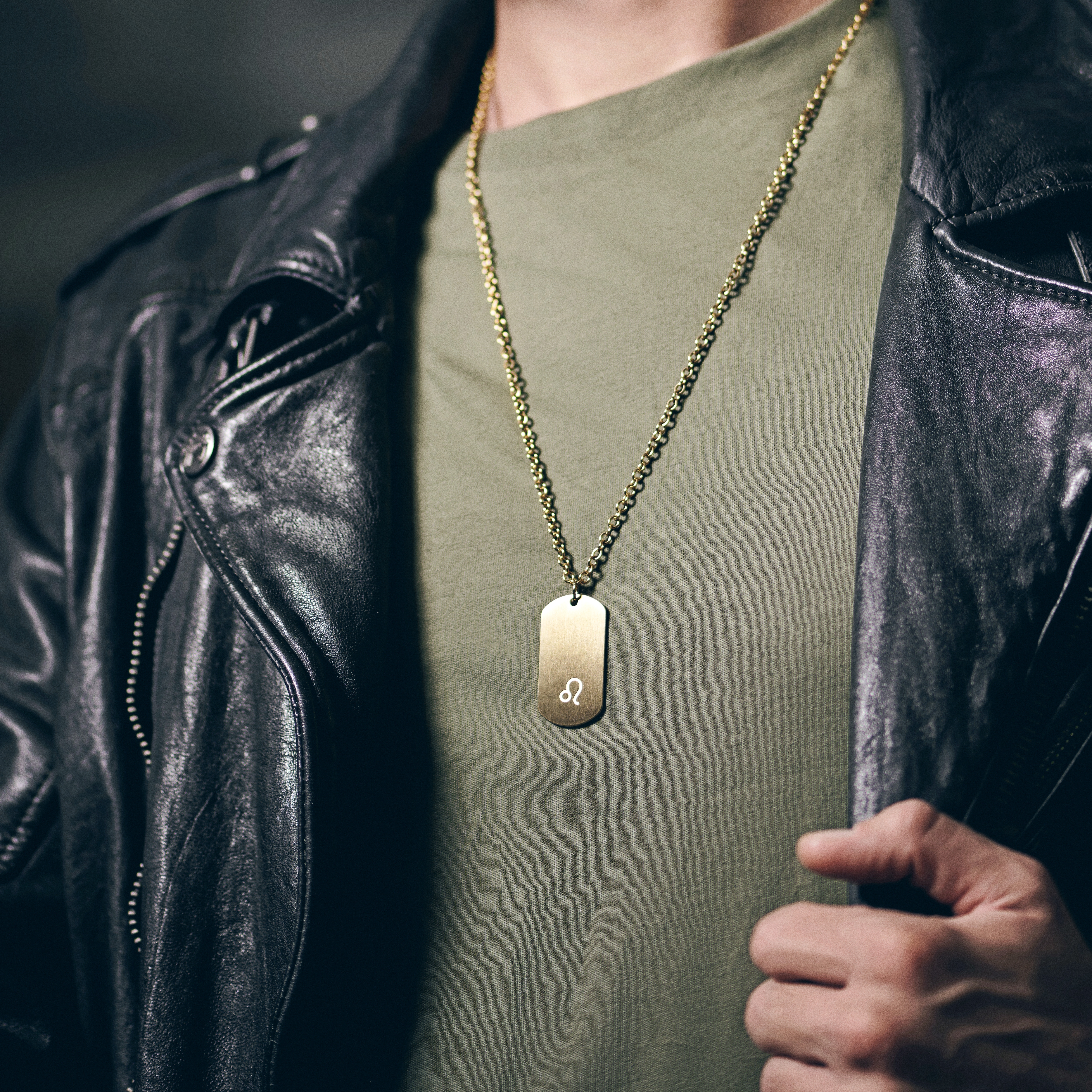 Lejonets Stjärntecken Guldfärgat Stålhalsband - 4